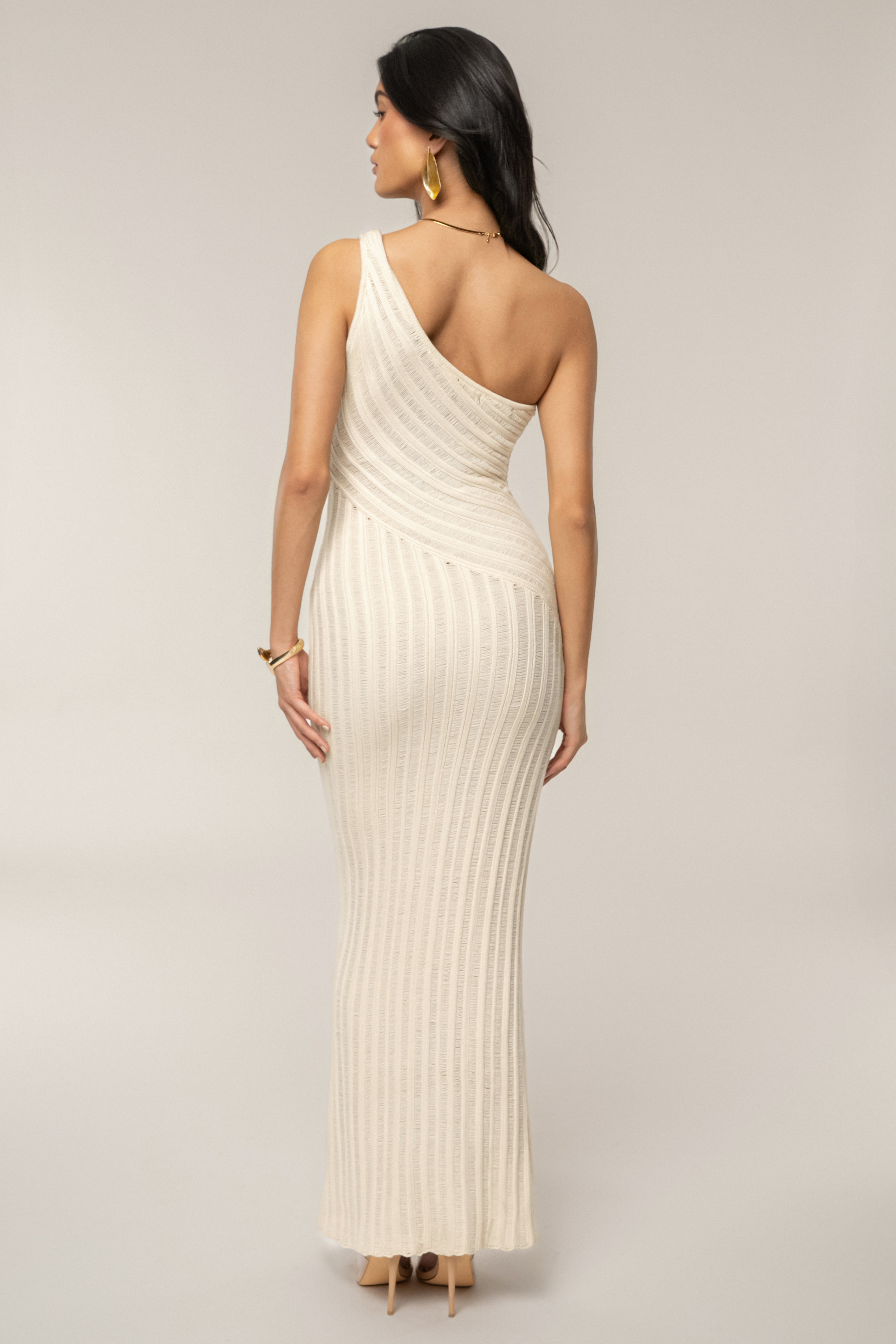Ivory Fringe Knit Maxi Dress - JLUXLABEL