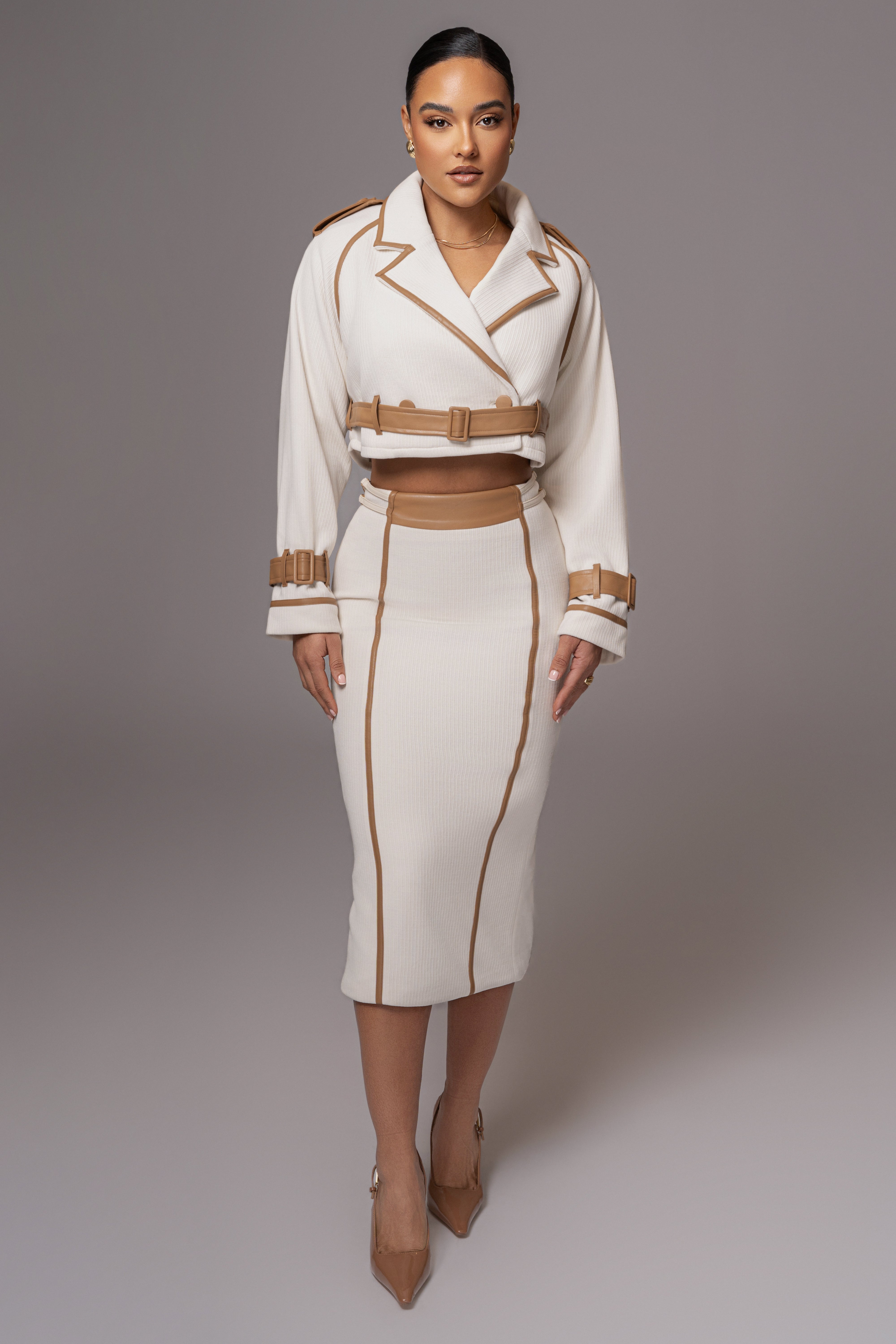 Ivory Jocelyn Contrast Skirt - JLUXLABEL