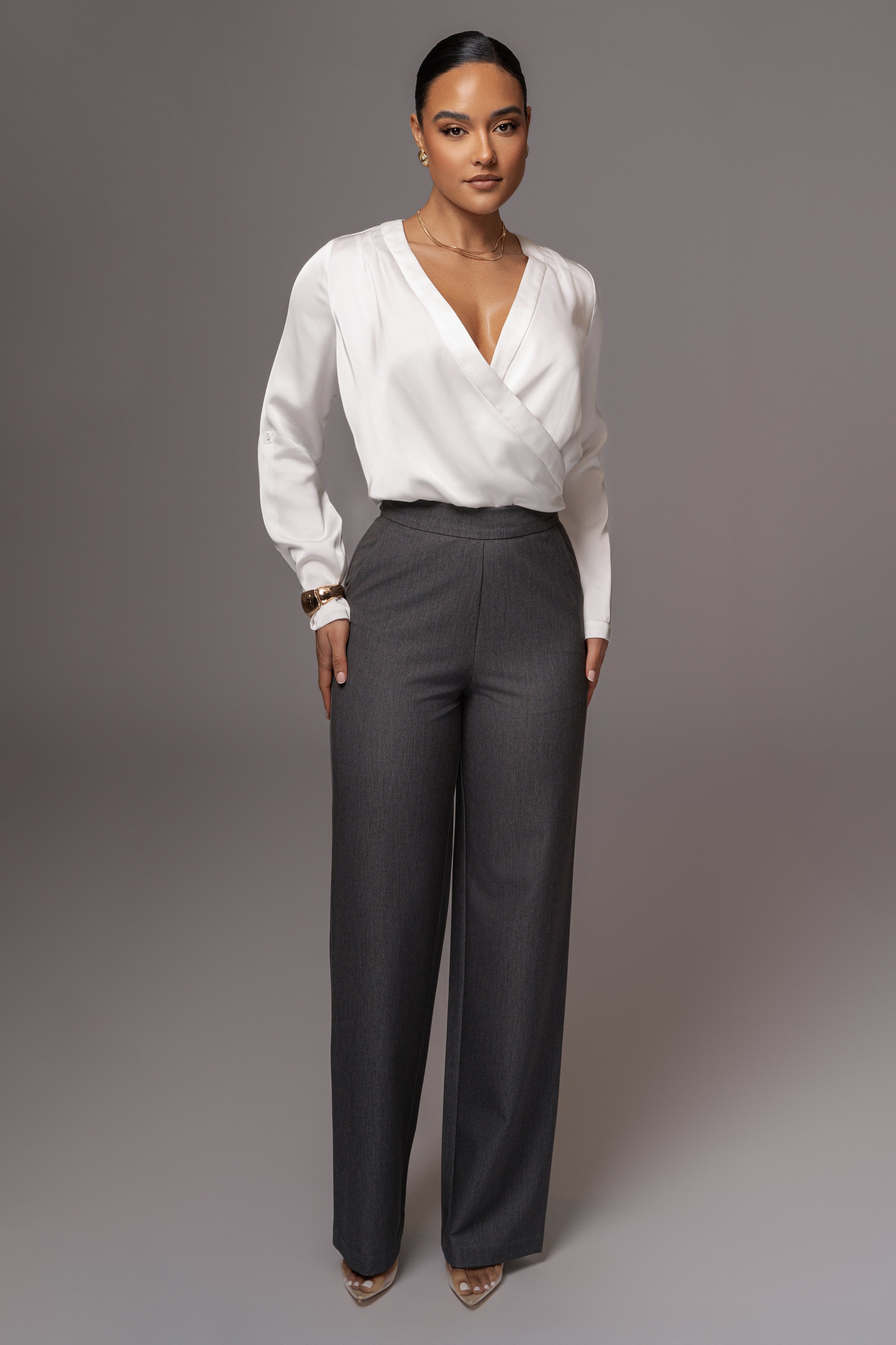 Grey Status Belted Pants - JLUXLABEL