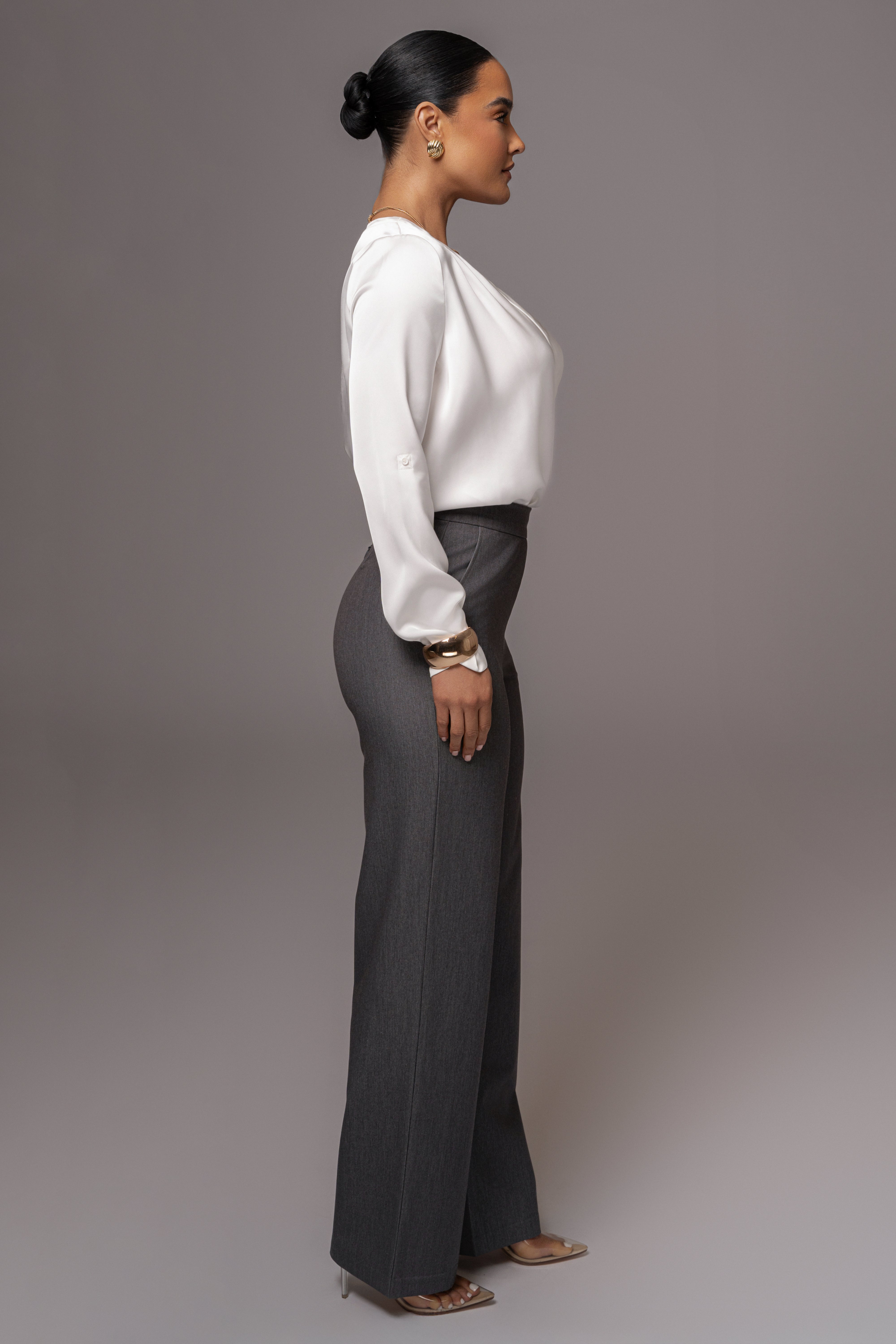 Grey Status Belted Pants - JLUXLABEL