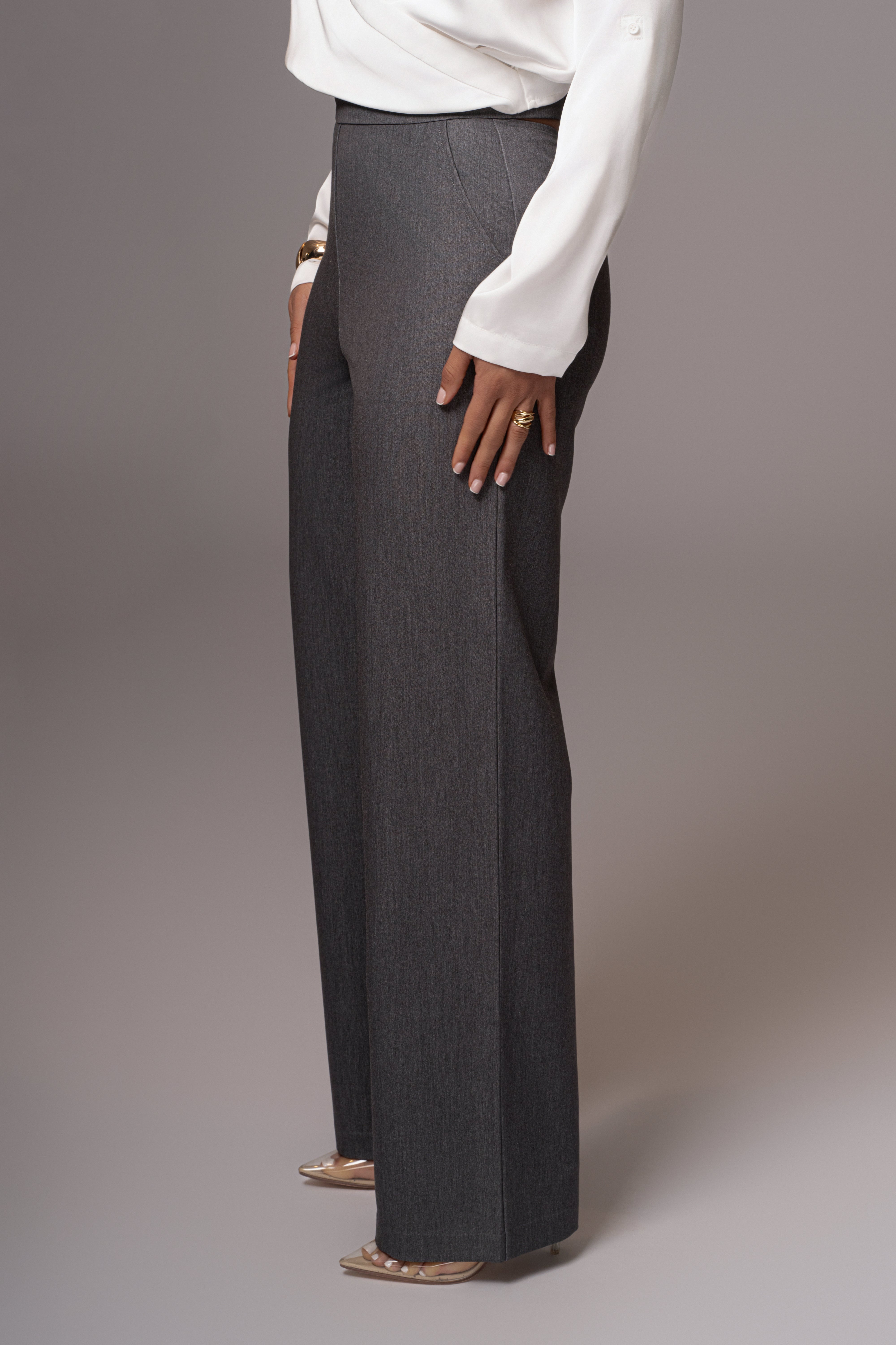 Grey Status Belted Pants - JLUXLABEL