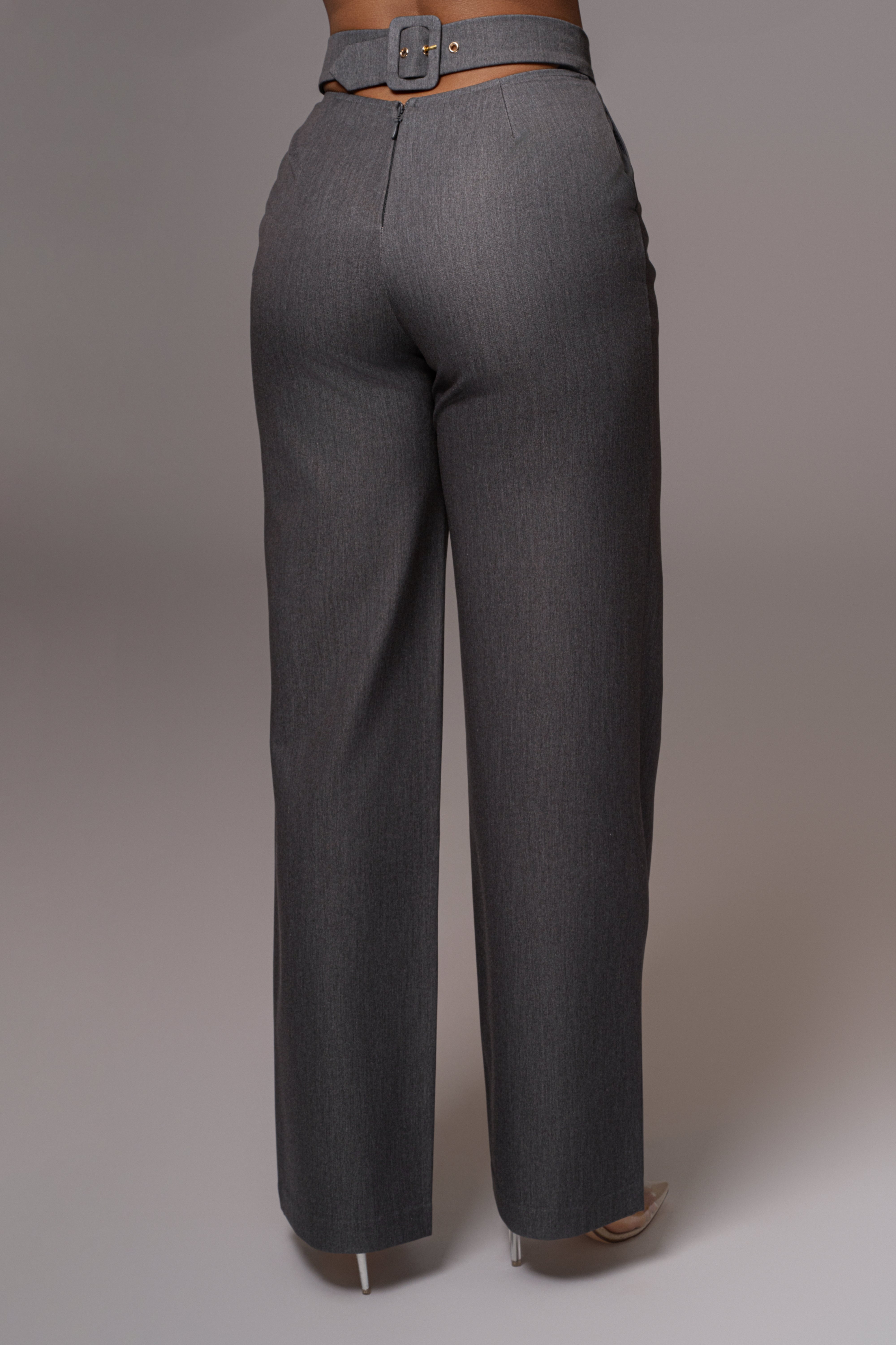 Grey Status Belted Pants - JLUXLABEL