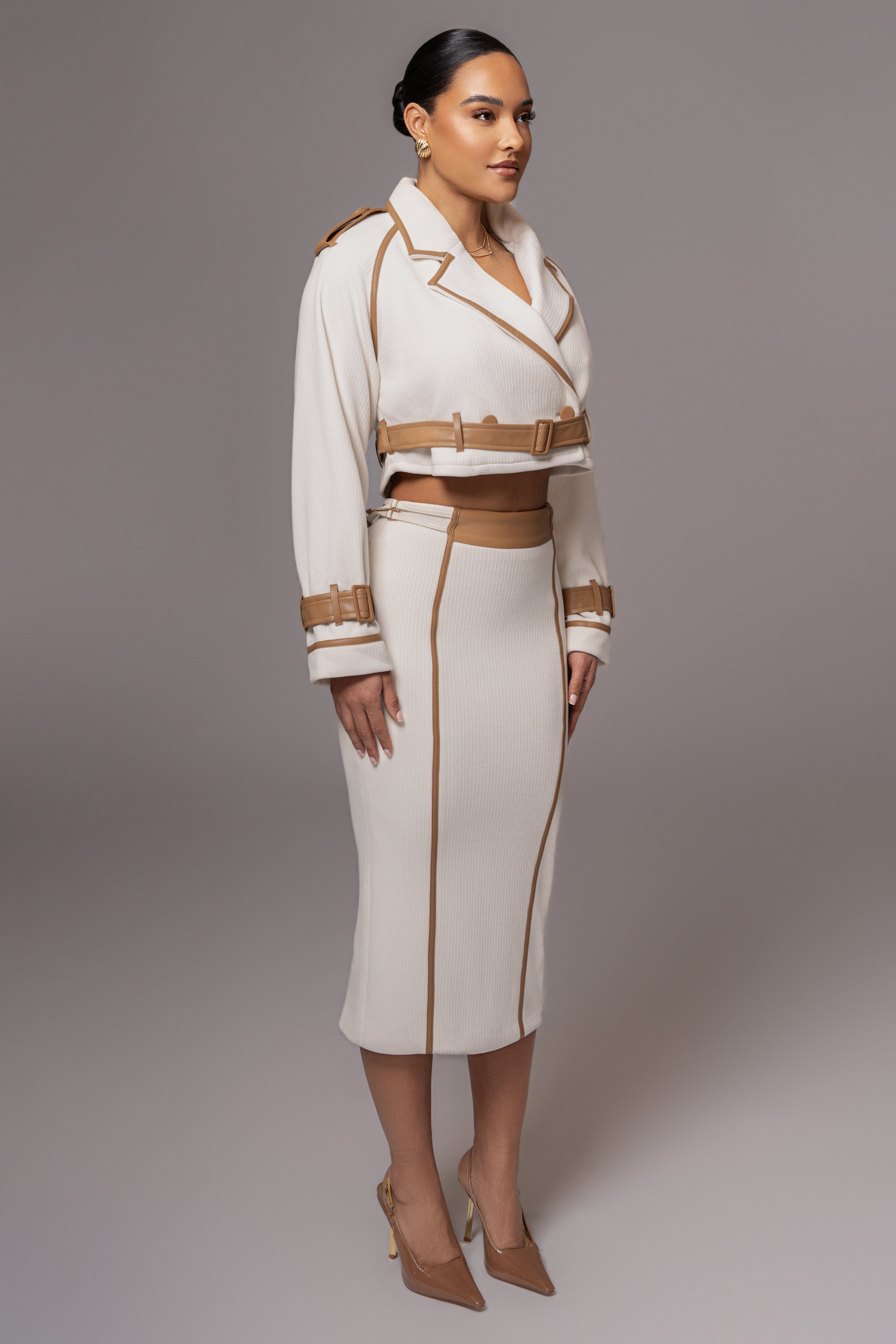 Ivory Mikaela Contrast Jacket - JLUXLABEL