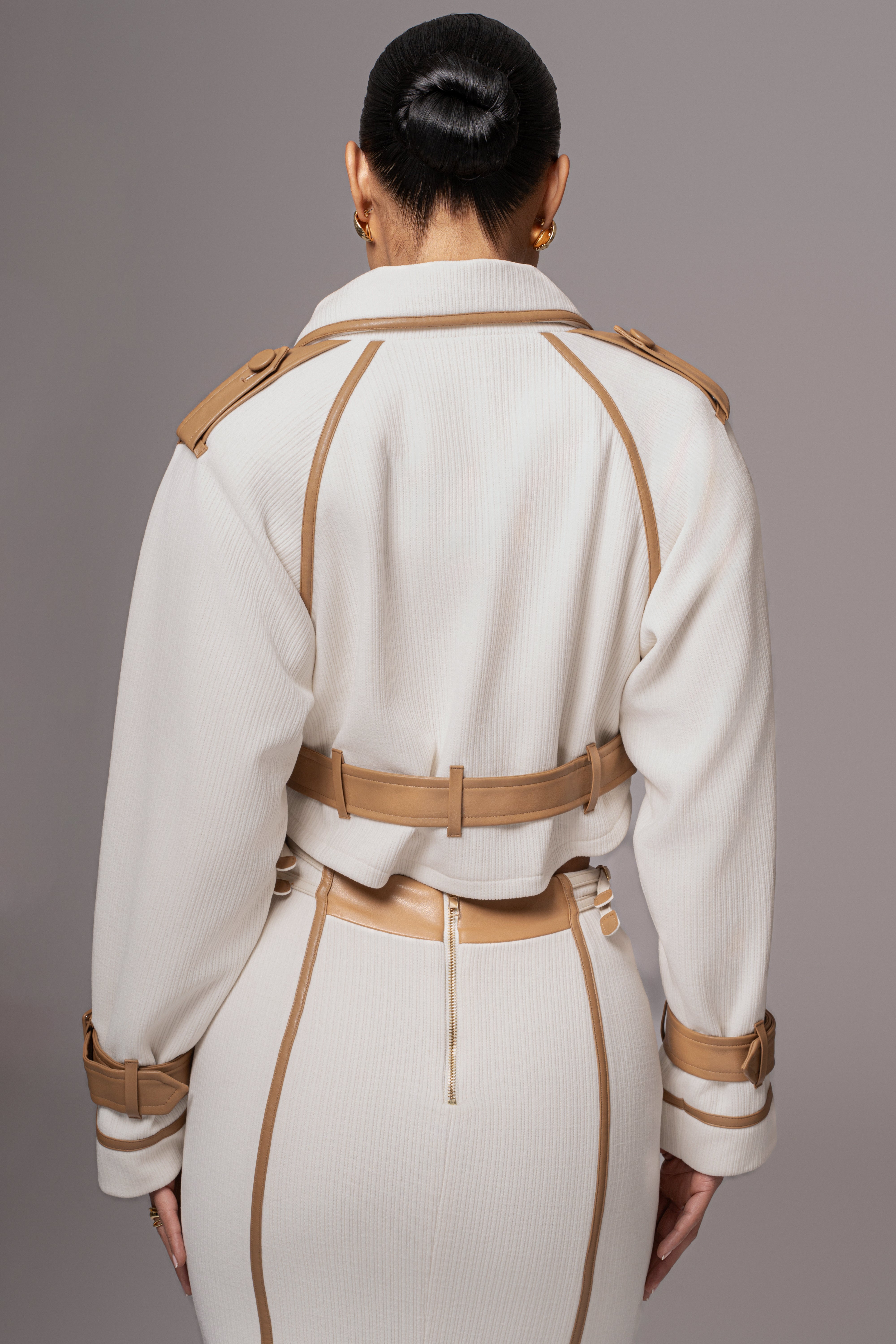 Ivory Mikaela Contrast Jacket - JLUXLABEL