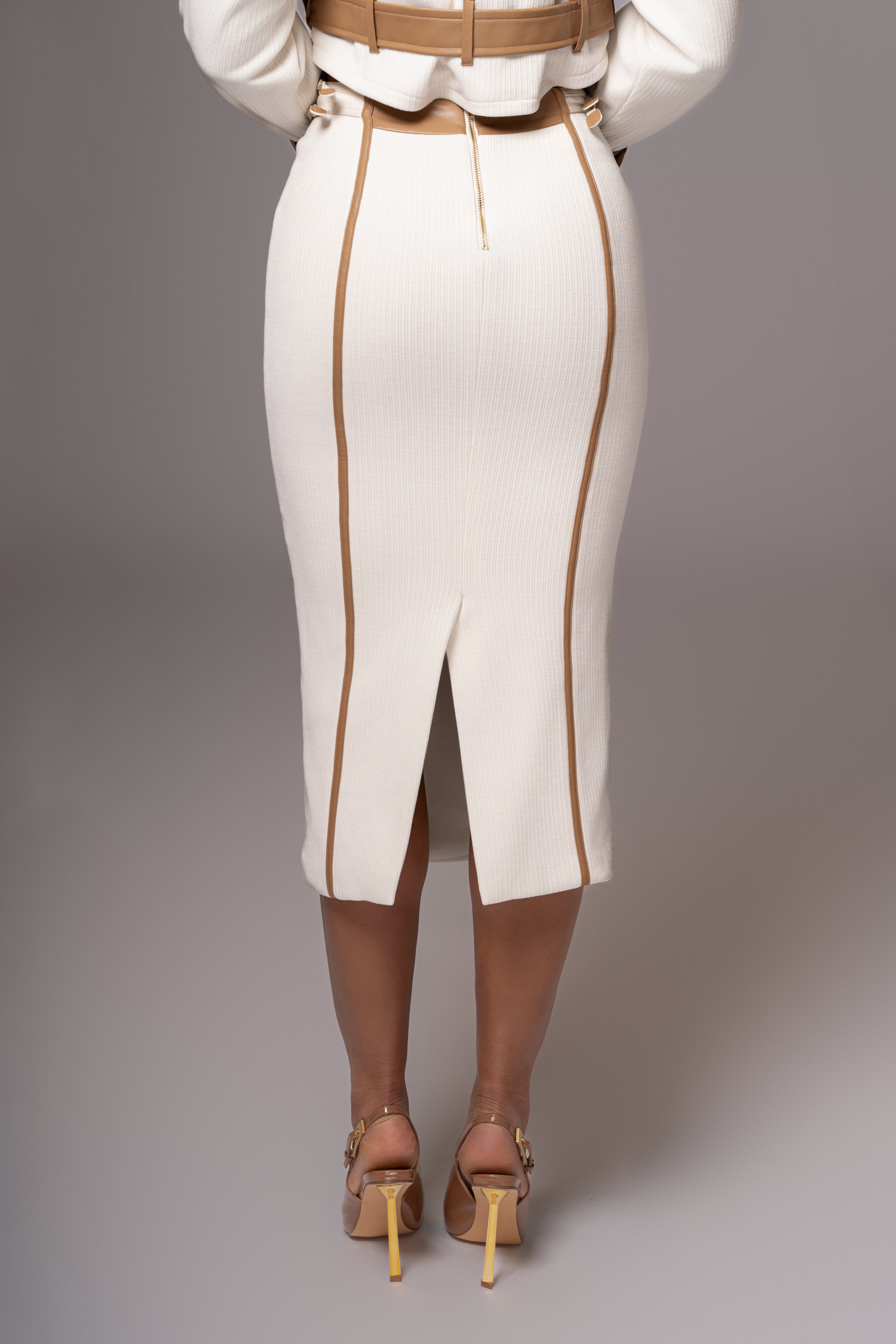 Ivory Jocelyn Contrast Skirt - JLUXLABEL