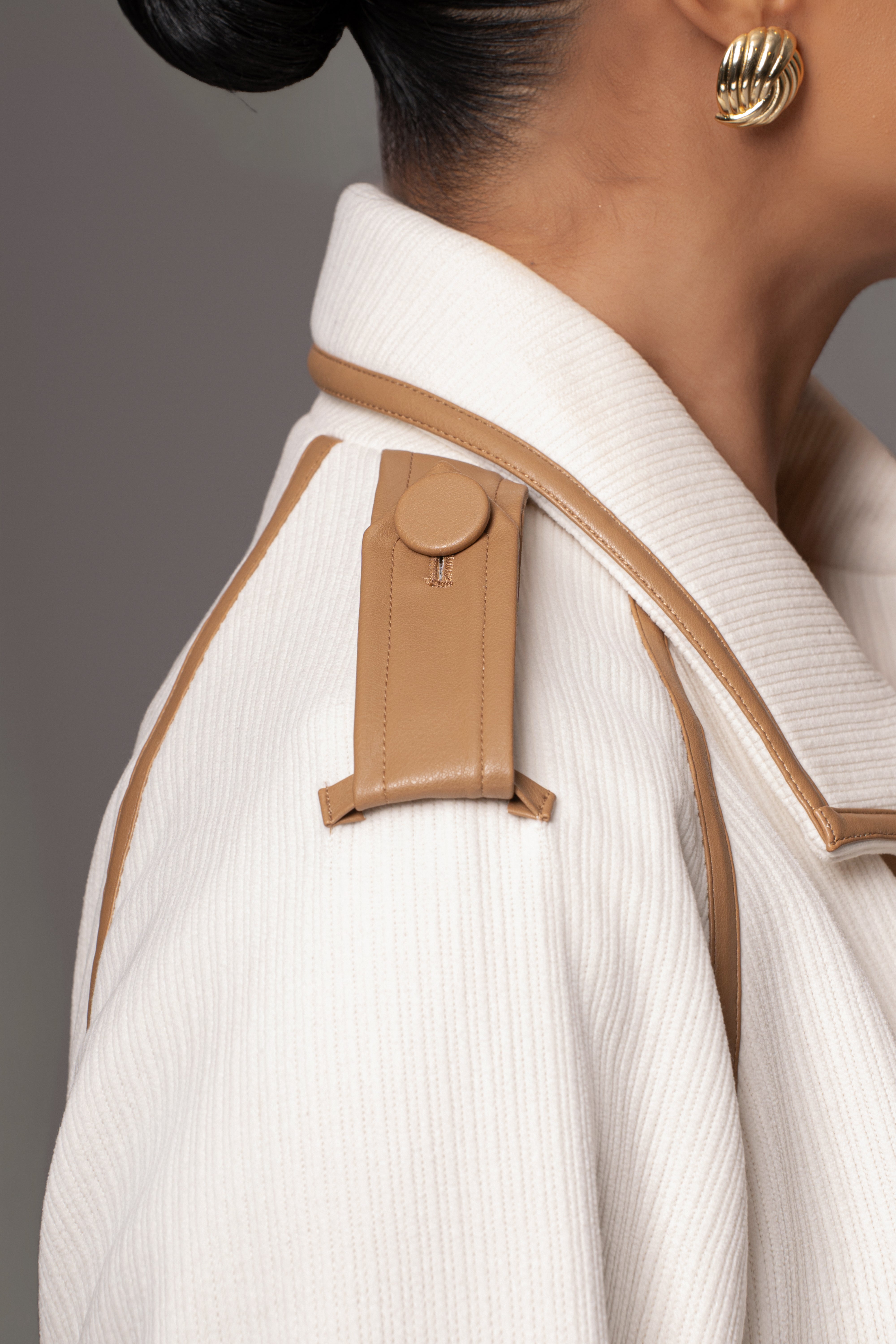 Ivory Mikaela Contrast Jacket - JLUXLABEL