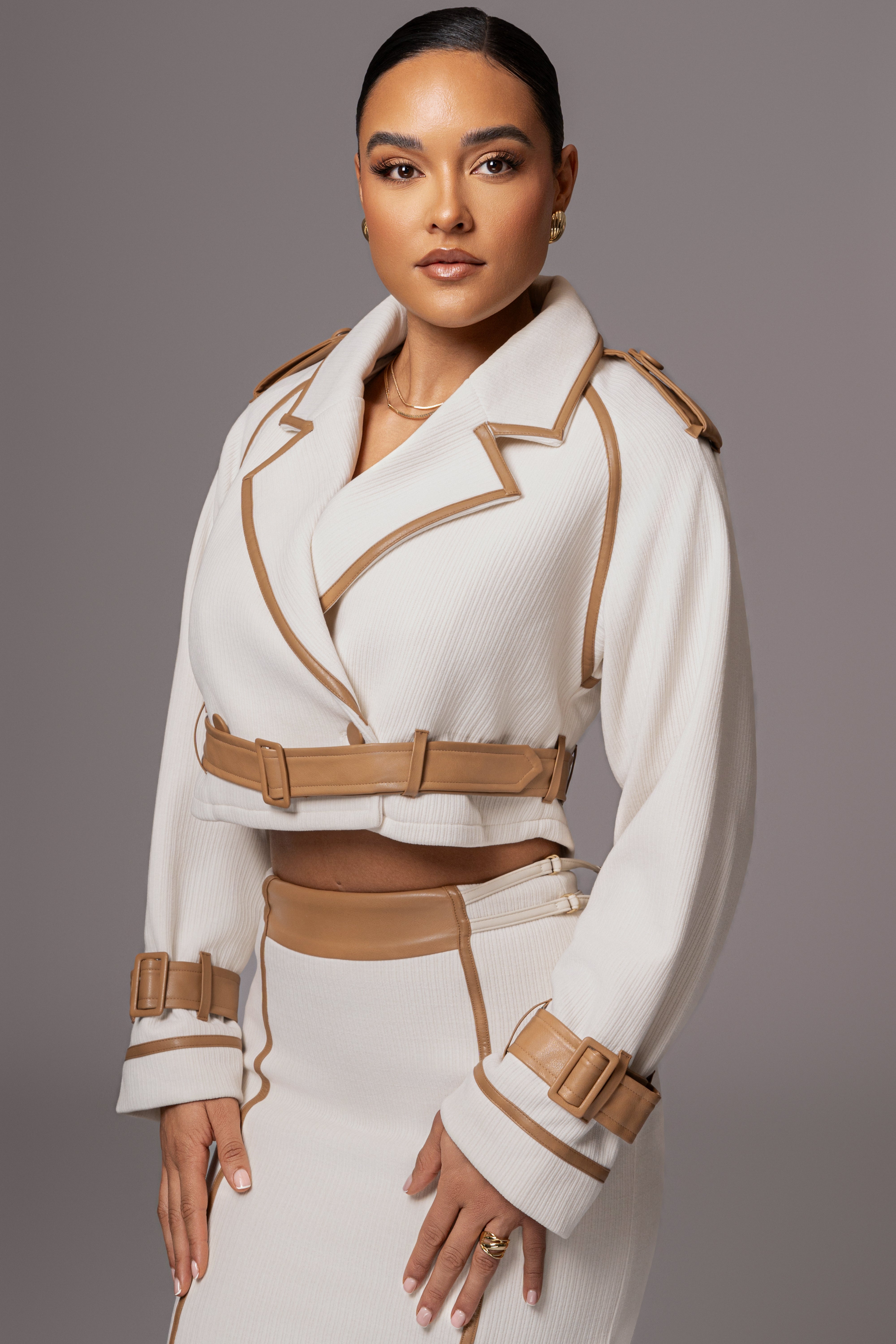 Ivory Mikaela Contrast Jacket - JLUXLABEL
