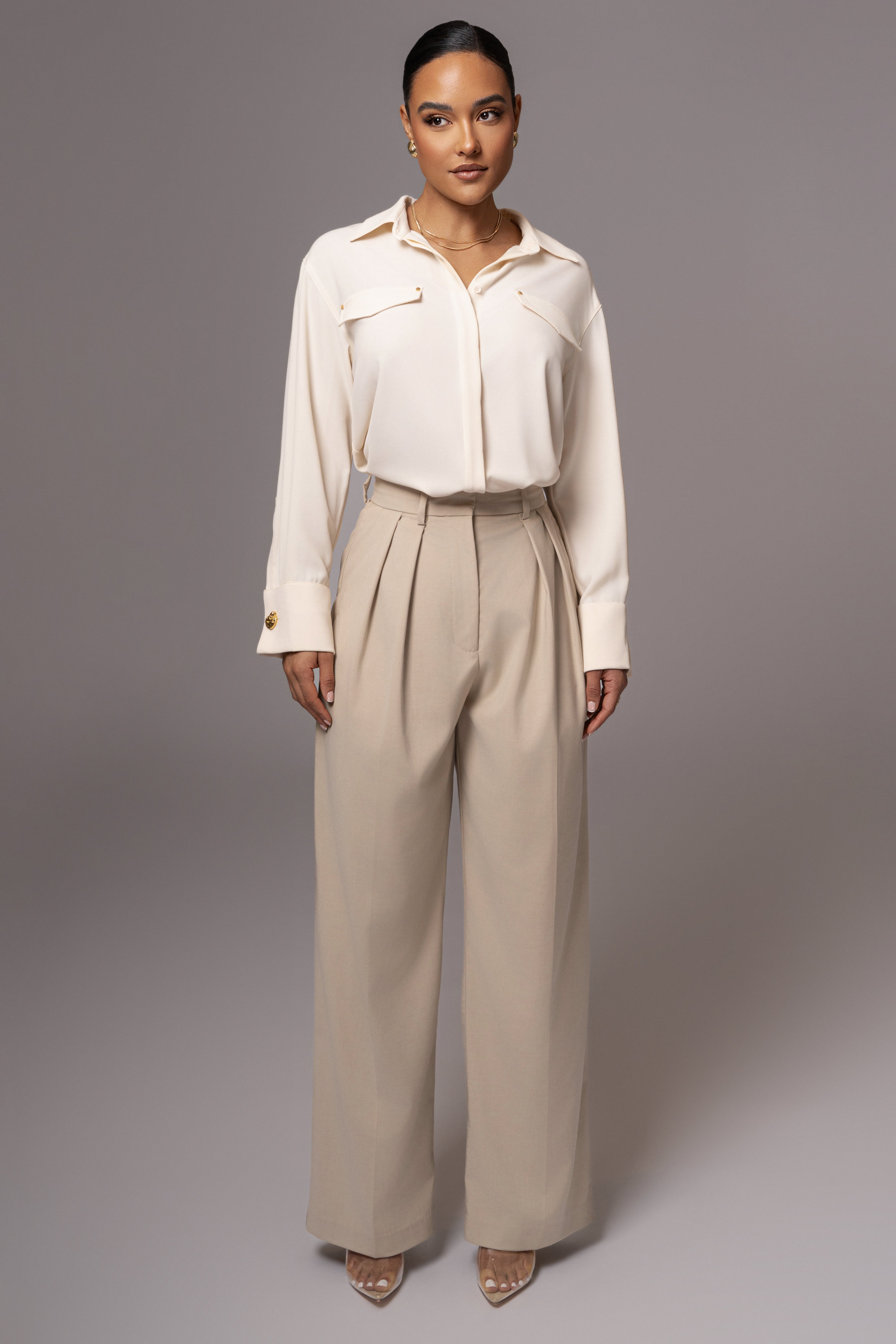 Buttercream Stella Button Up Shirt - JLUXLABEL