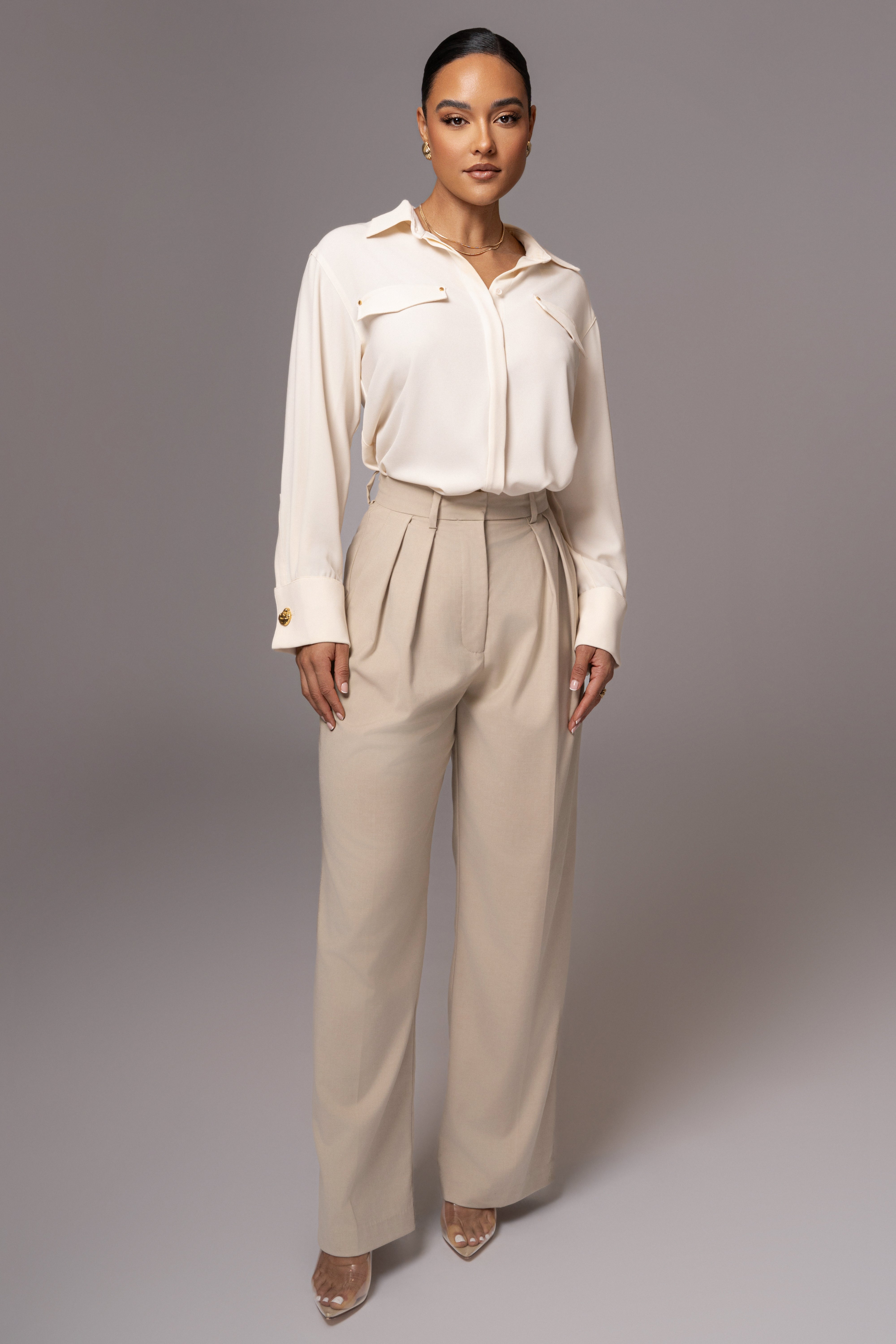 Buttercream Stella Button Up Shirt - JLUXLABEL