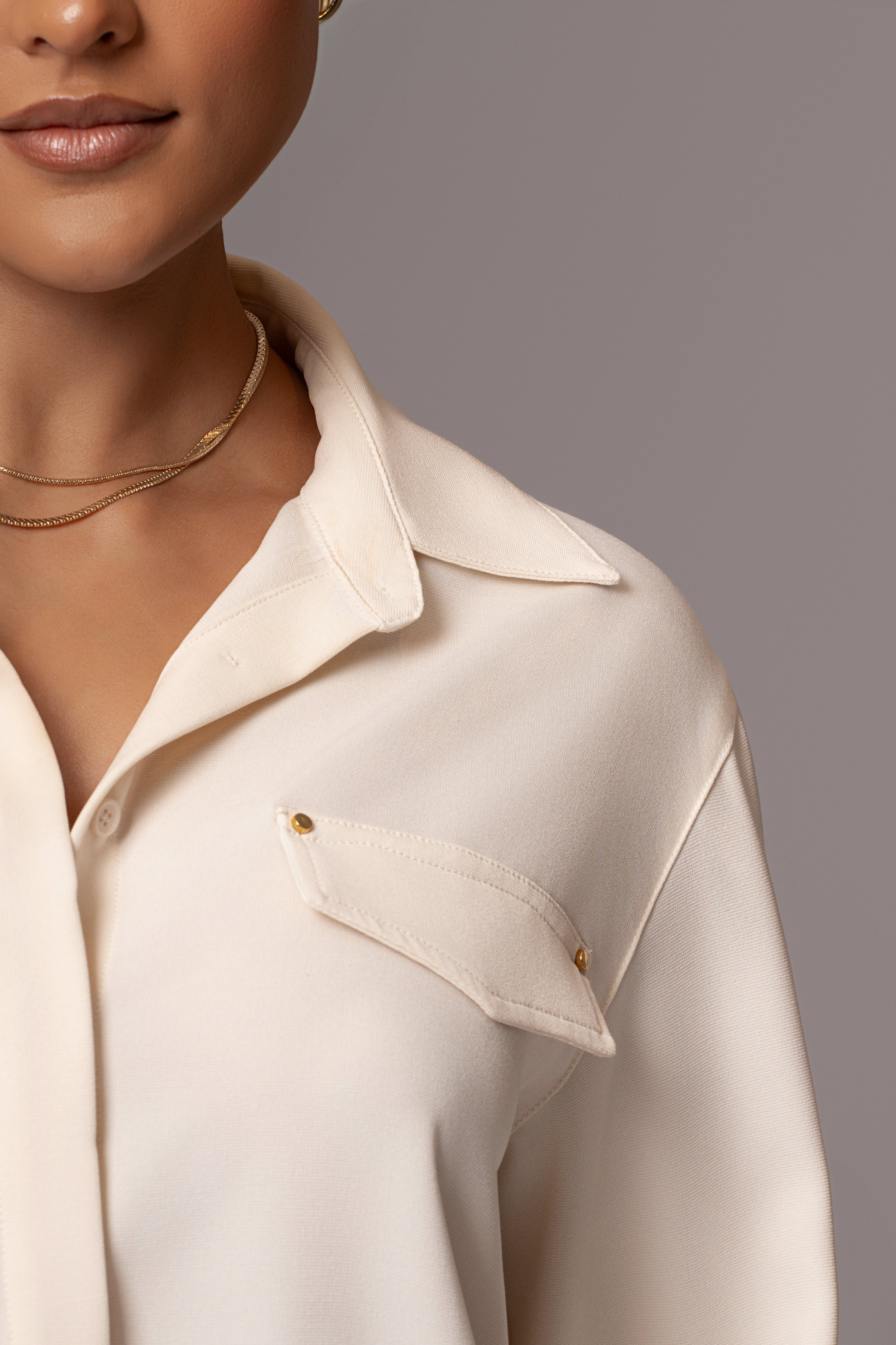 Buttercream Stella Button Up Shirt - JLUXLABEL