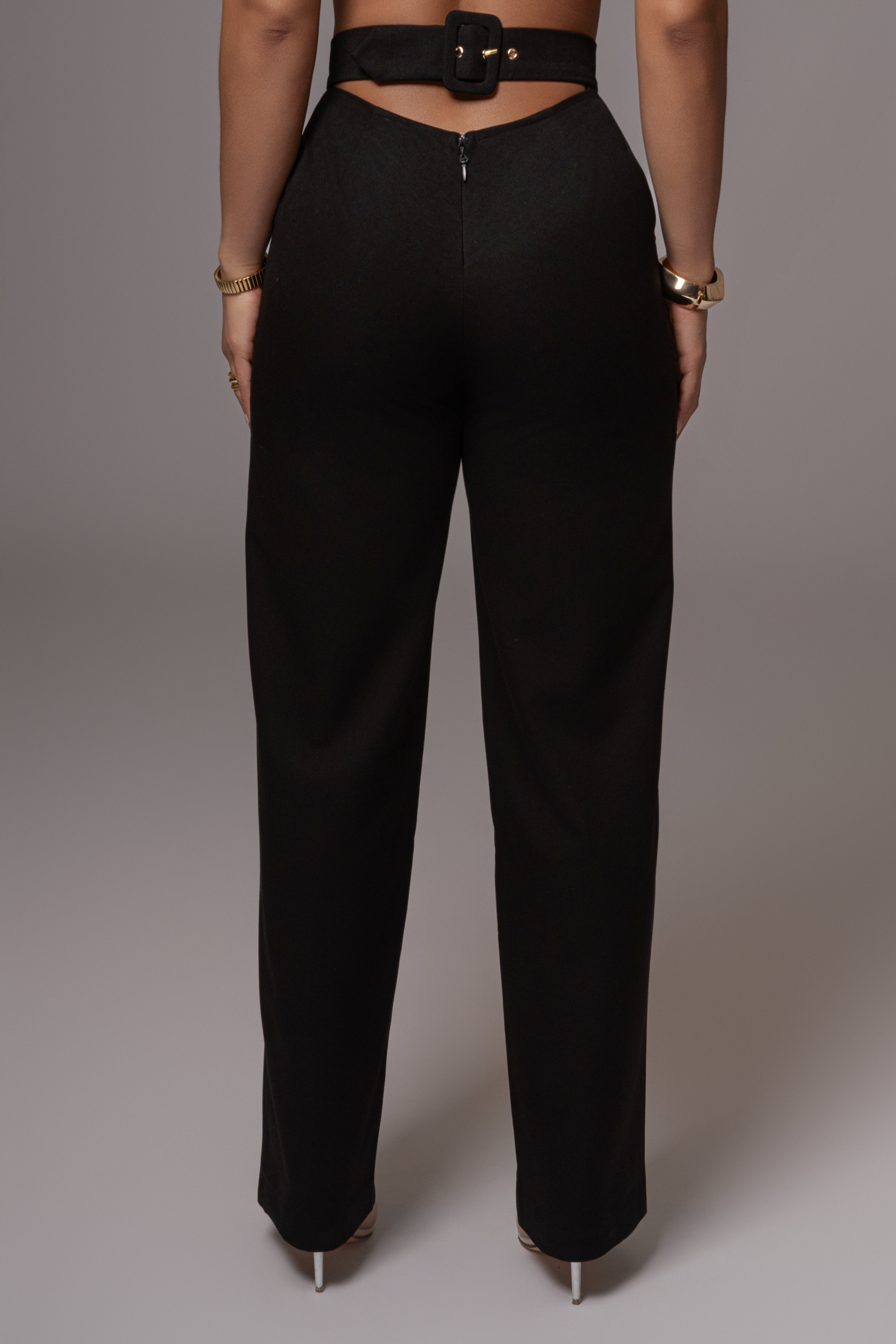 Black Status Belted Pants - JLUXLABEL