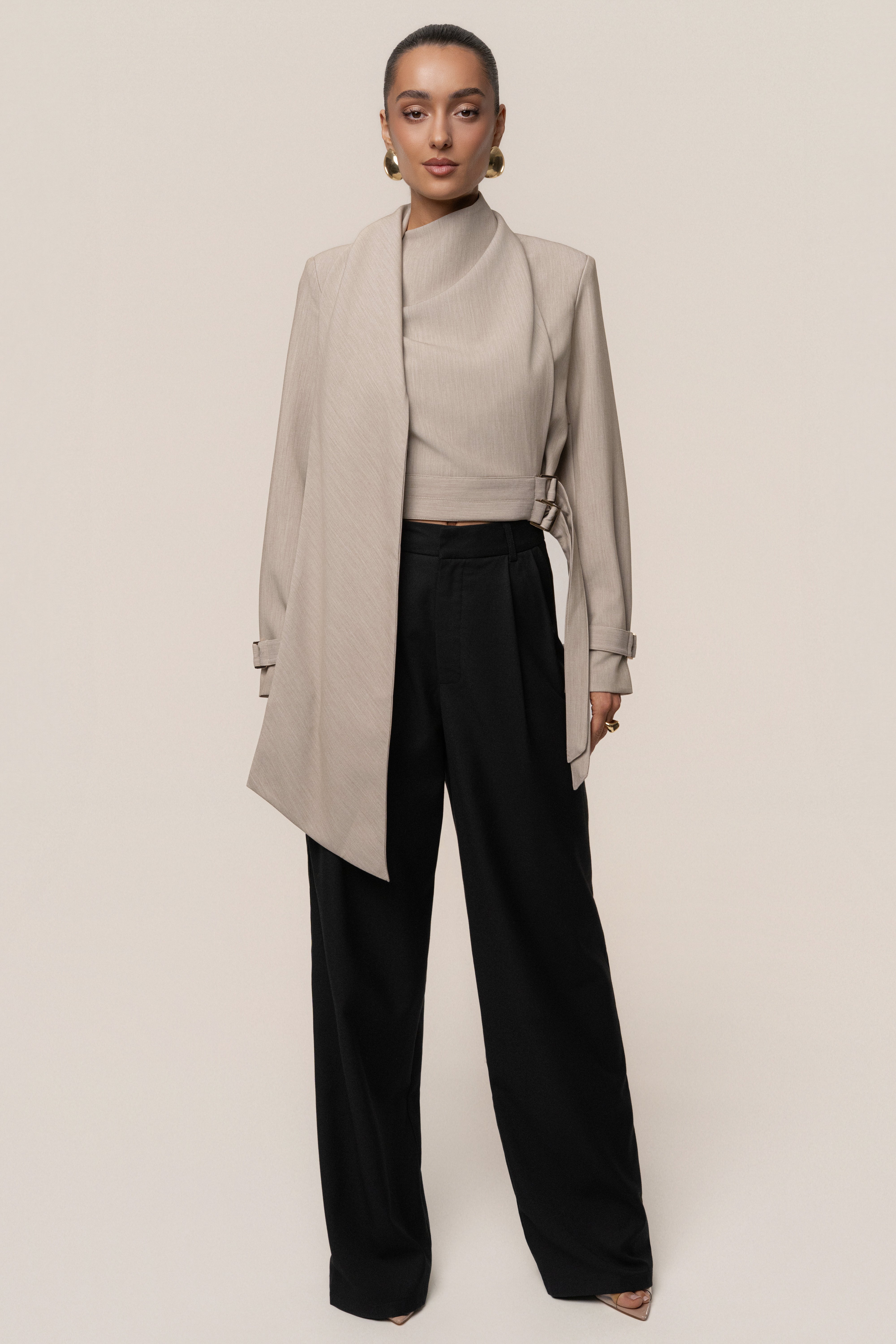 Stone Aligned Scarf Top - JLUXLABEL