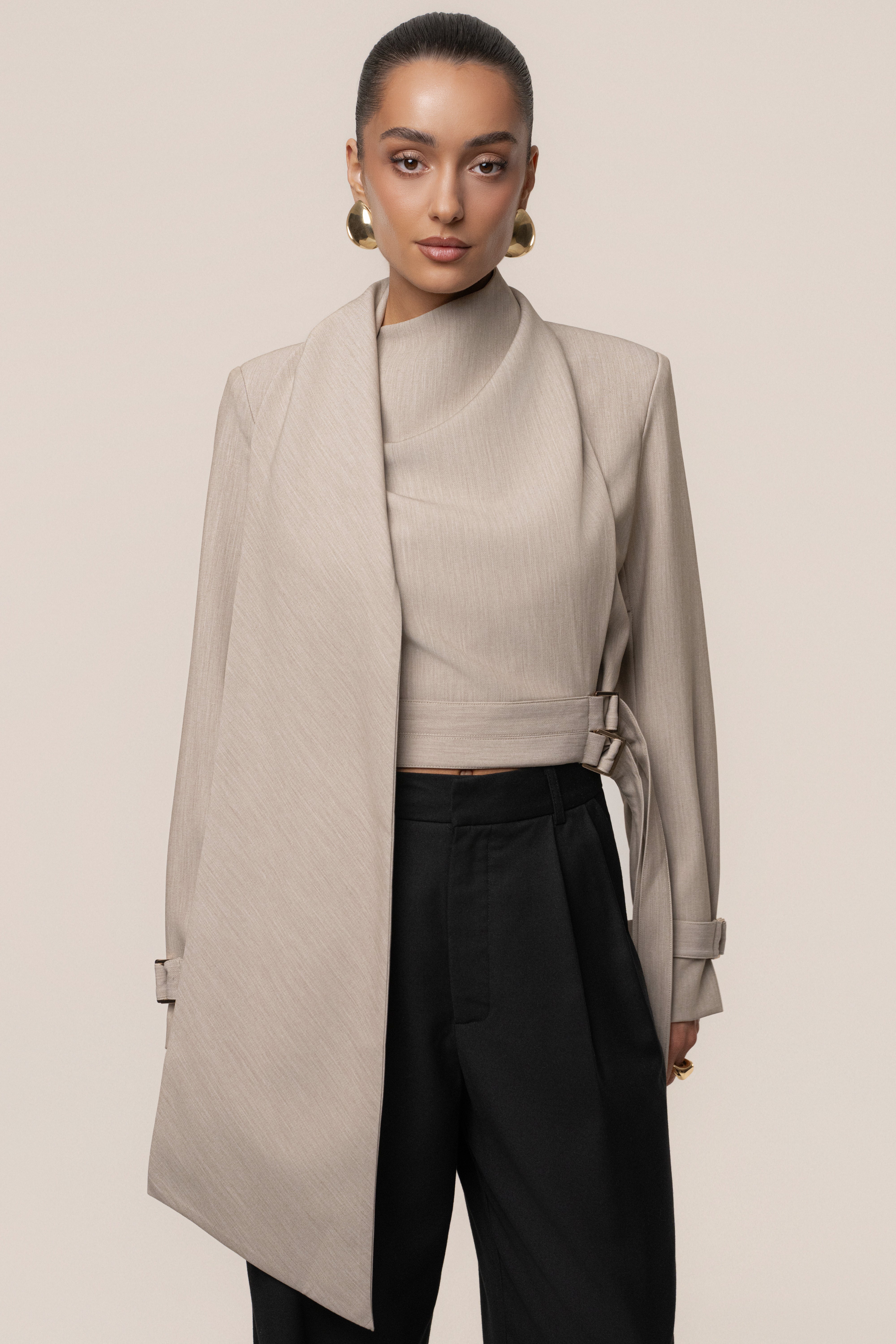 Stone Aligned Scarf Top - JLUXLABEL