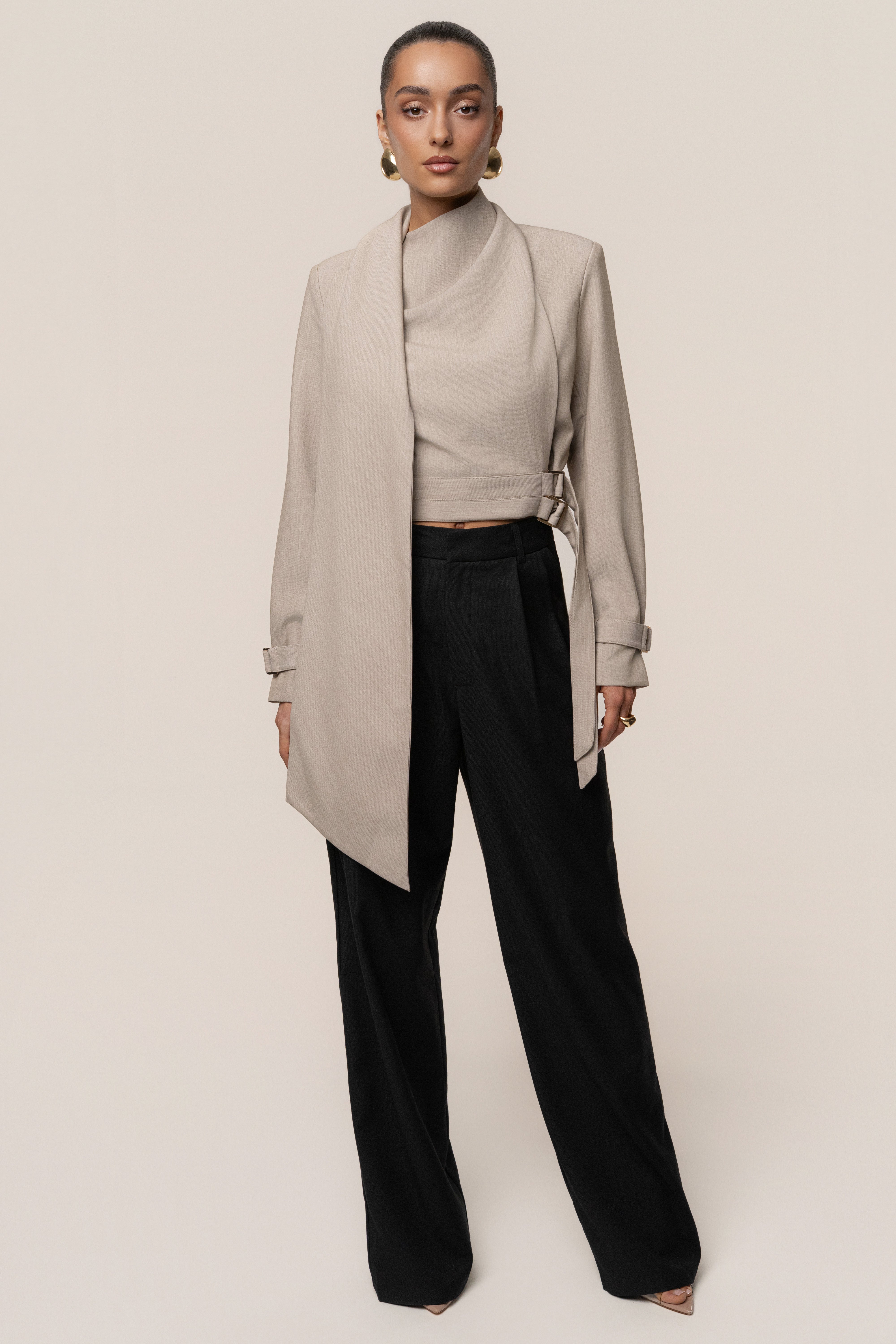 Stone Aligned Scarf Top - JLUXLABEL