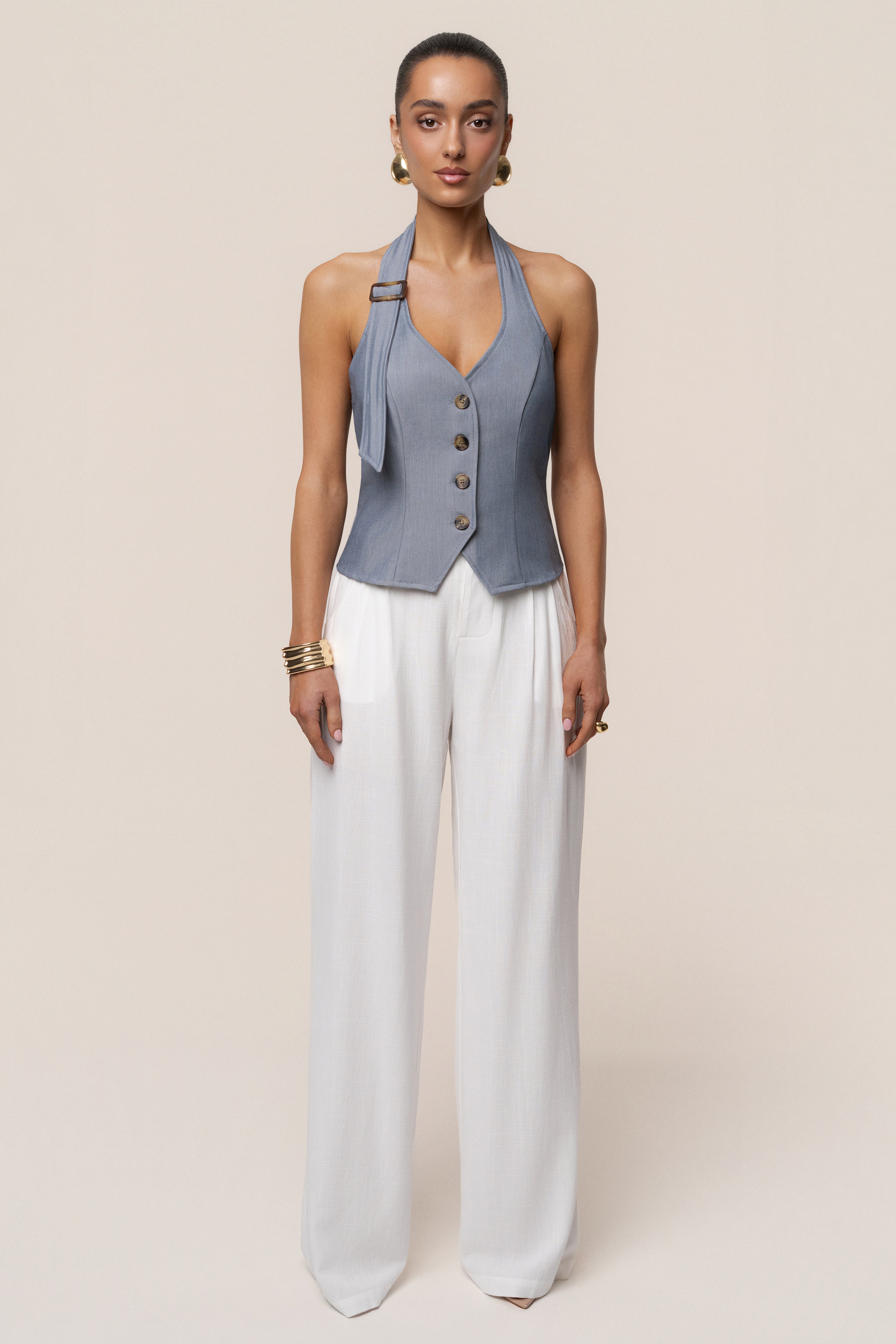 Blue Clean Slate Halter Vest - JLUXLABEL