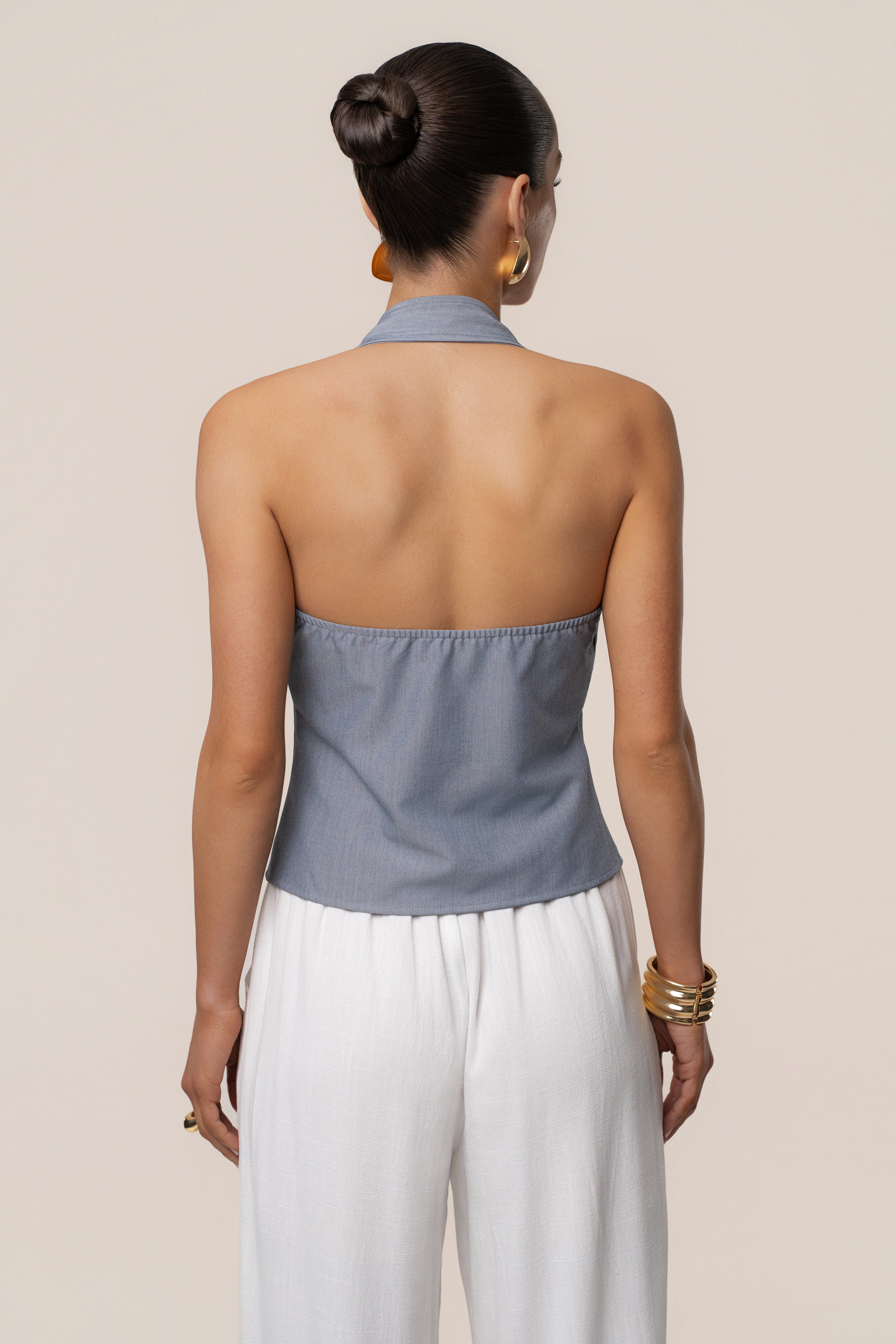 Blue Clean Slate Halter Vest - JLUXLABEL