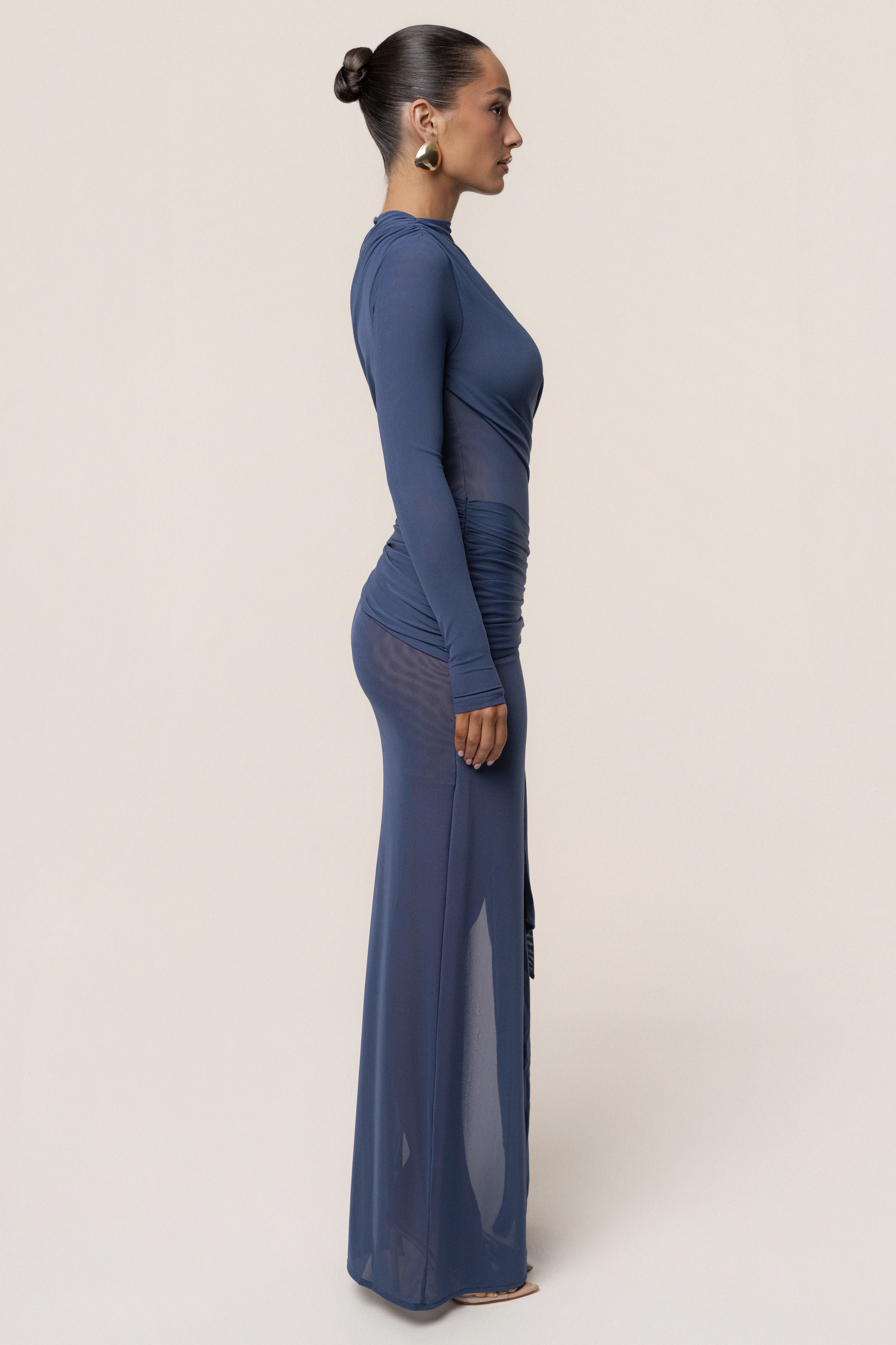 Navy Heatwave Mesh Maxi Dress - JLUXLABEL