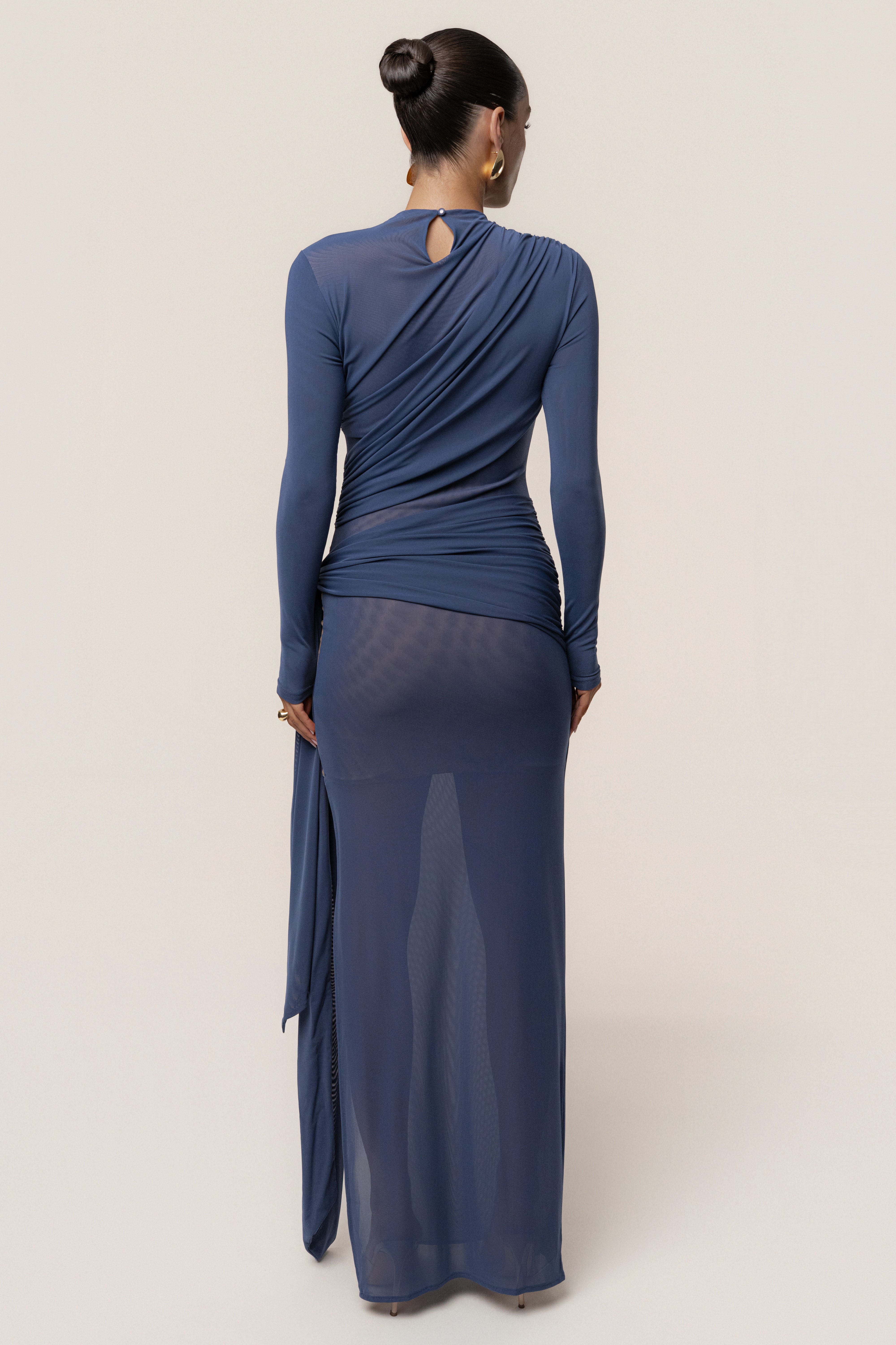 Navy Heatwave Mesh Maxi Dress - JLUXLABEL