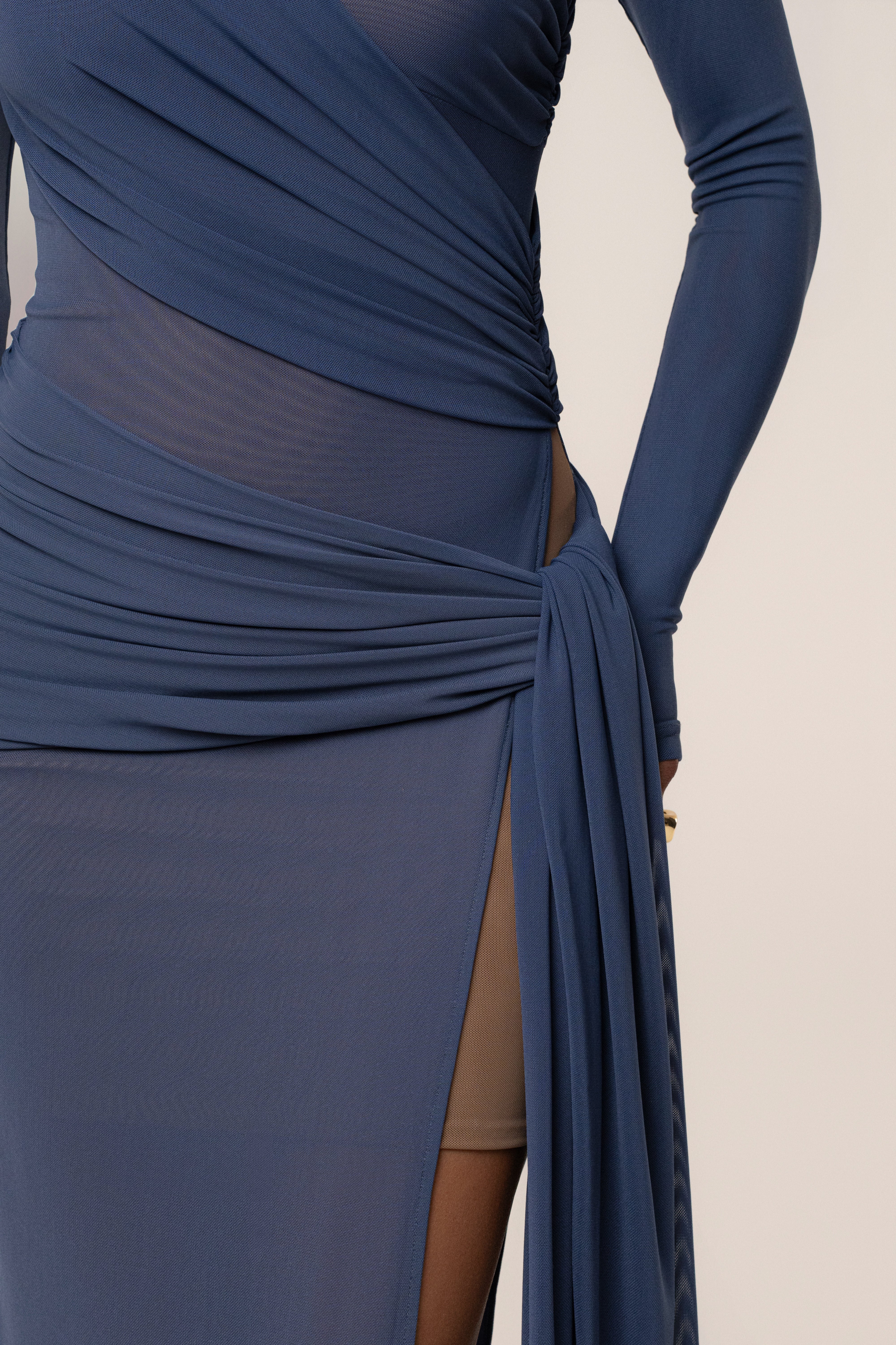 Navy Heatwave Mesh Maxi Dress - JLUXLABEL