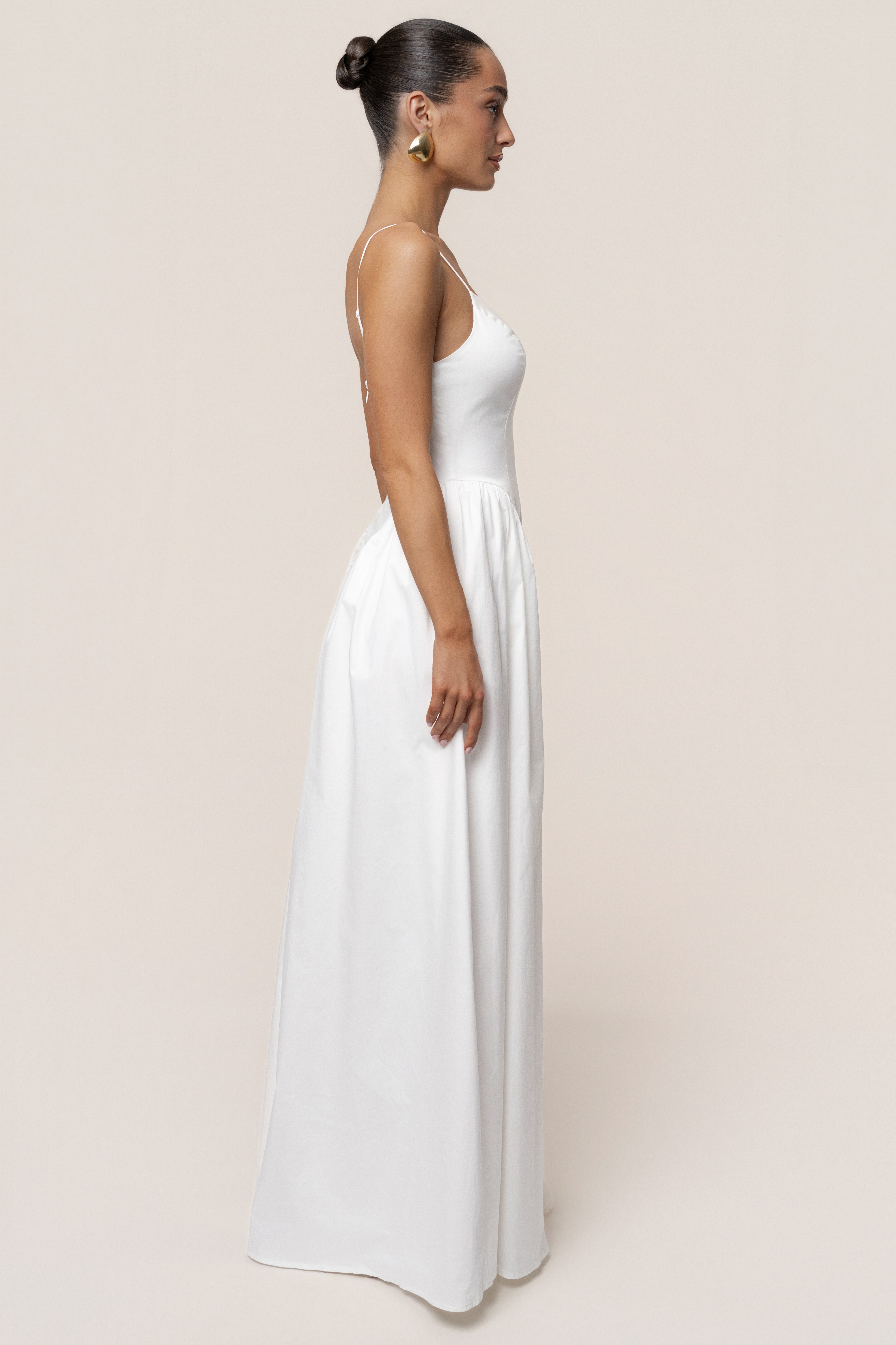 White Sculpted Grace Maxi Dress - JLUXLABEL
