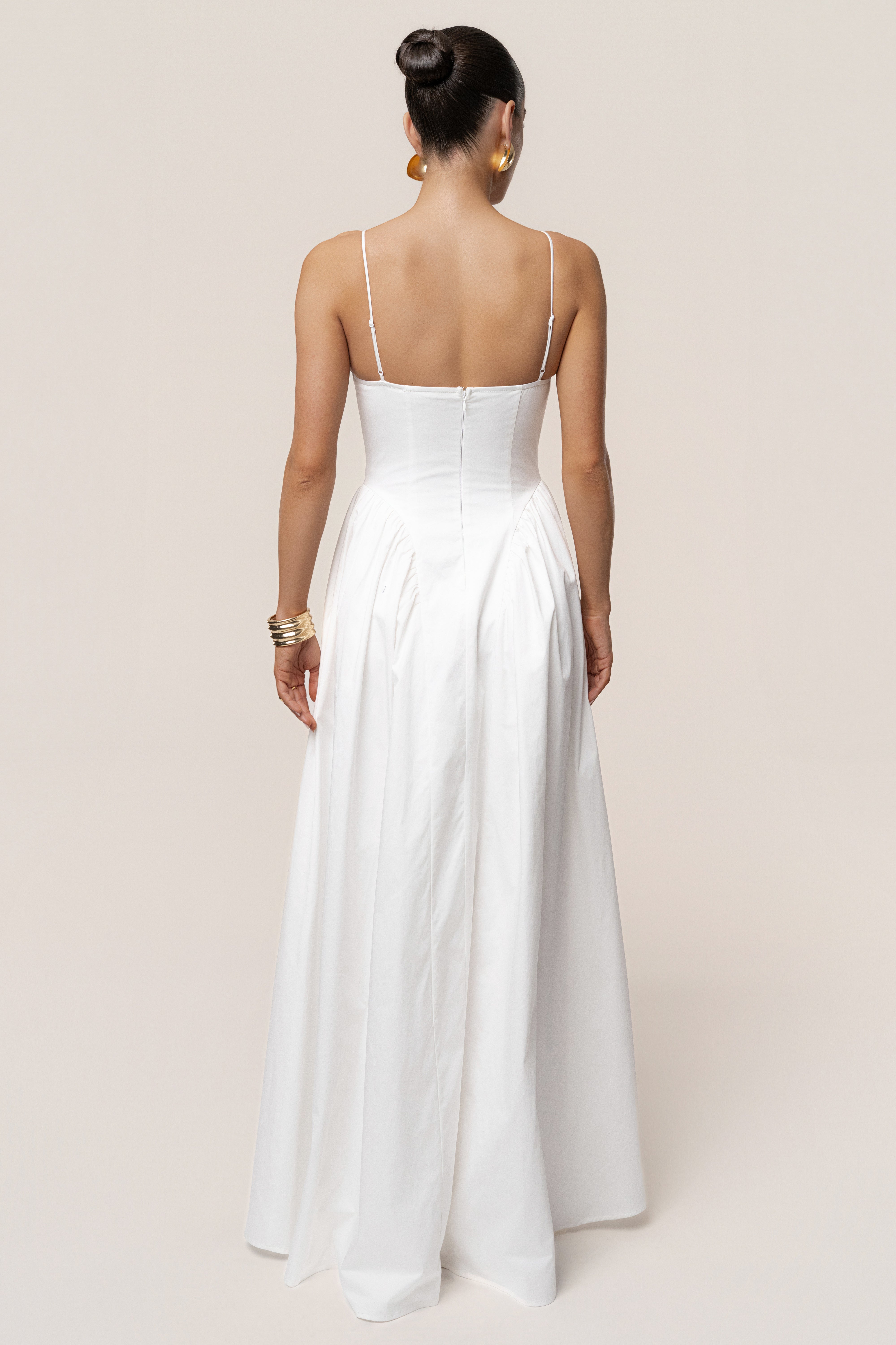 White Sculpted Grace Maxi Dress - JLUXLABEL