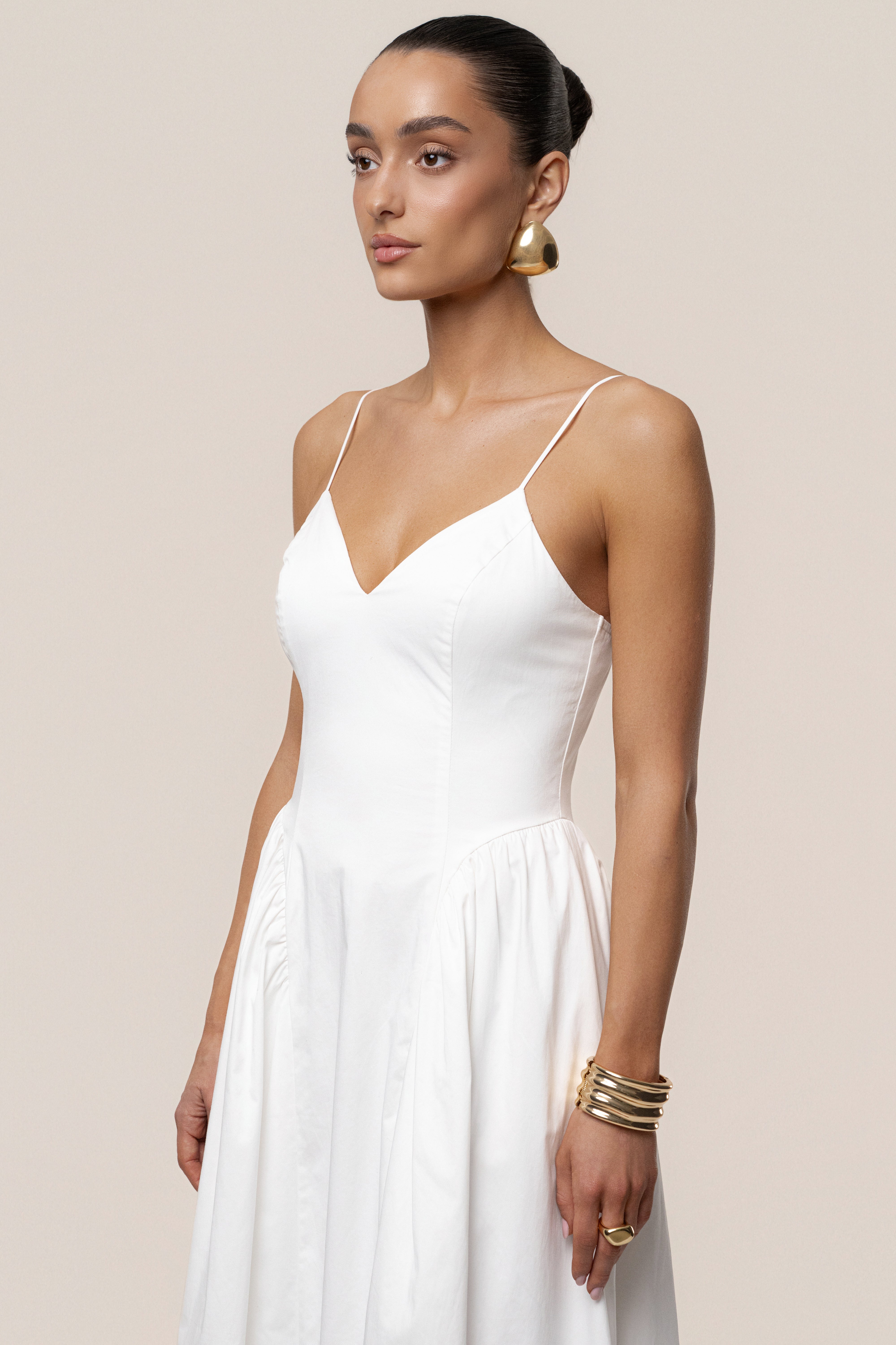 White Sculpted Grace Maxi Dress - JLUXLABEL