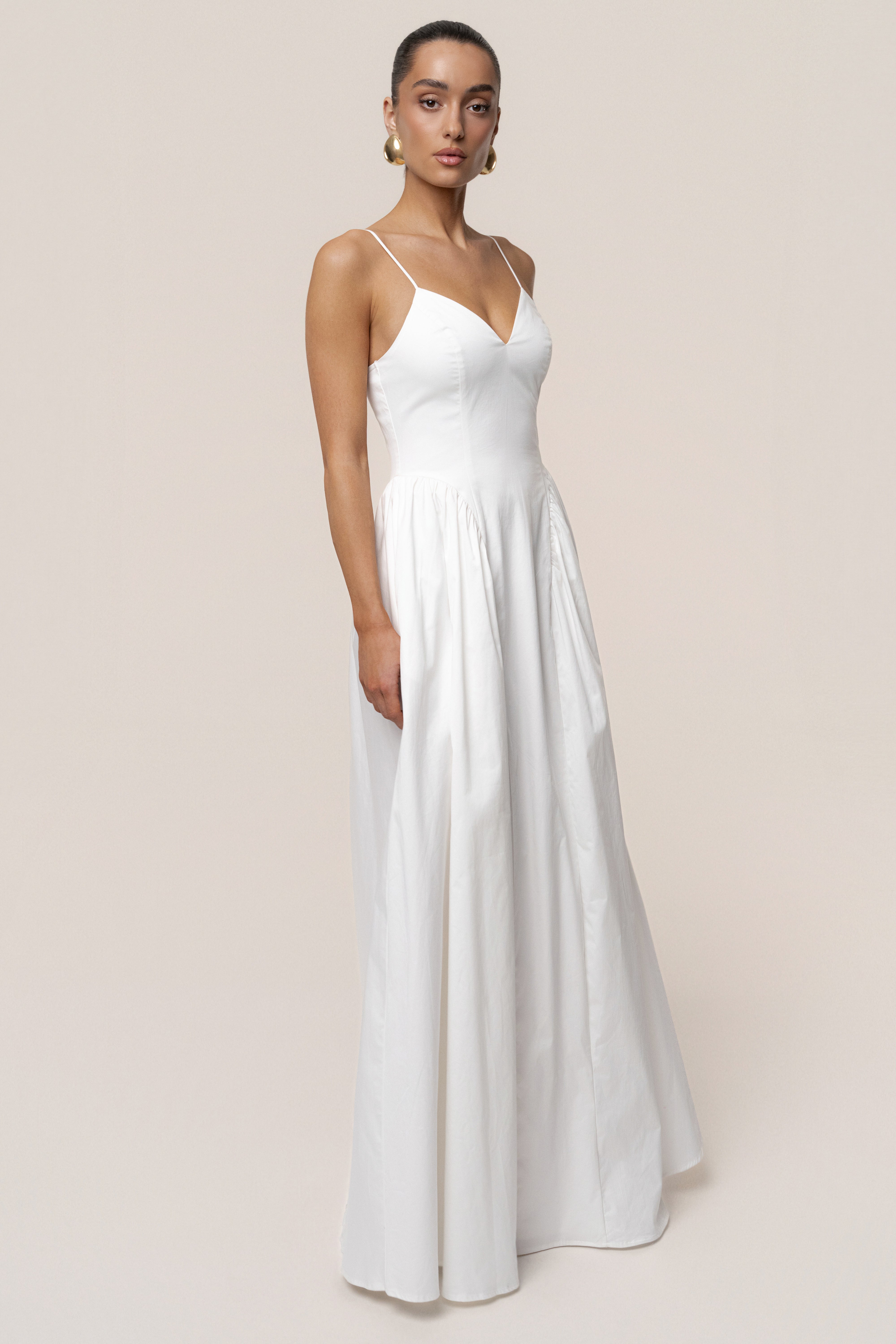 White Sculpted Grace Maxi Dress - JLUXLABEL