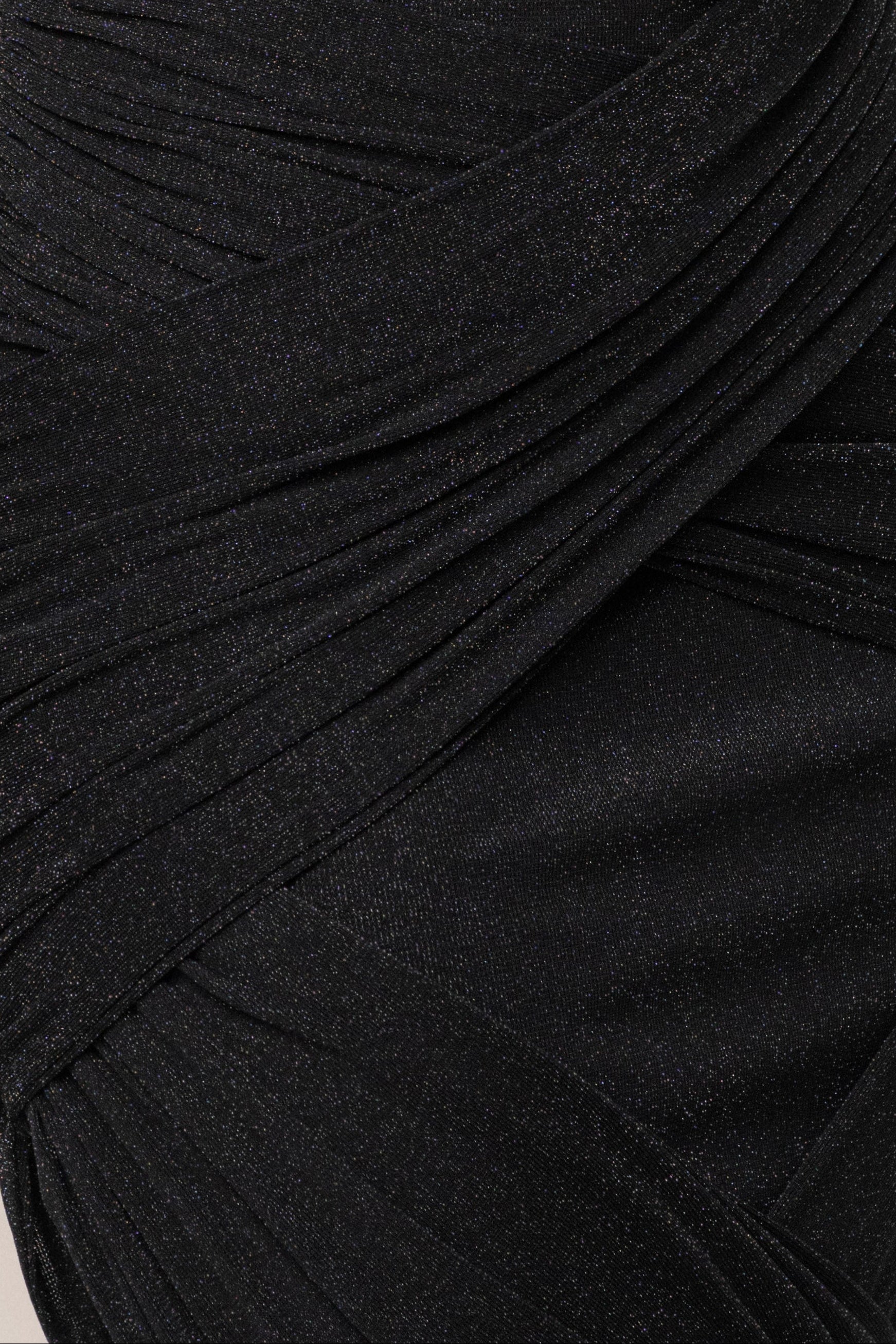 Black Divine Drape Skirt Set by JLUXLABEL featuring a stylish draped design and coordinated top, perfect for chic, modern looks.