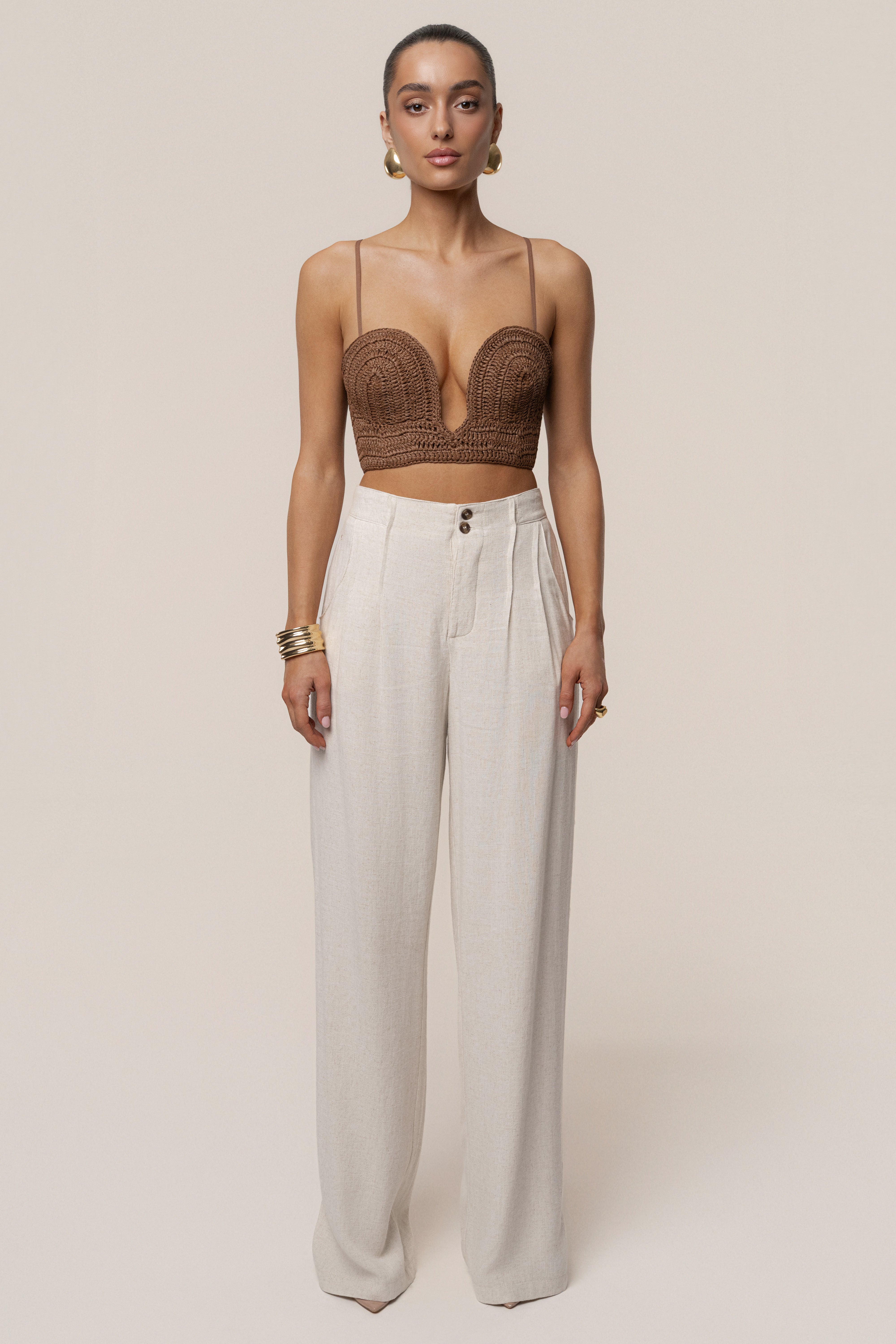 Brown Sail Away Texture Bustier - JLUXLABEL