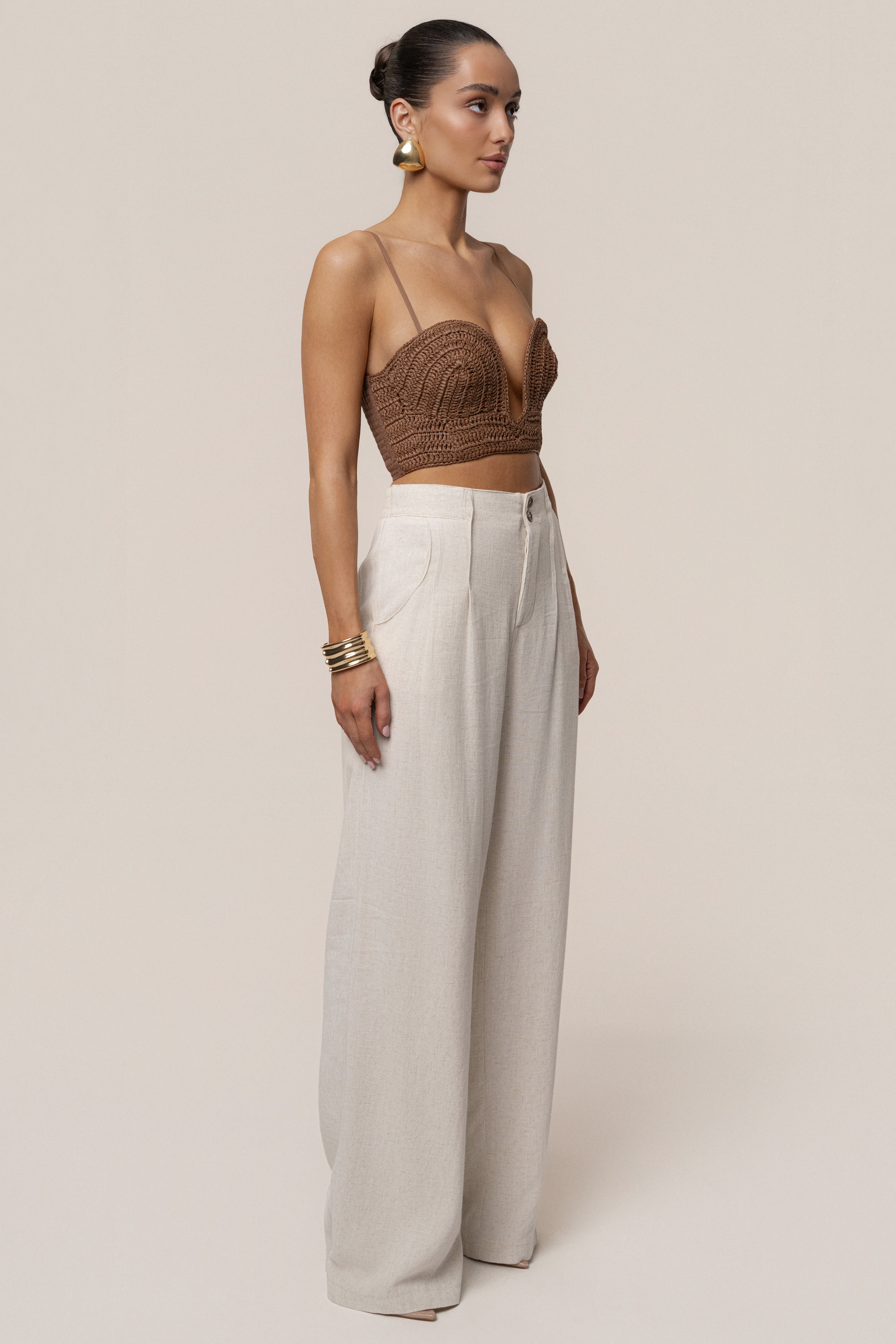 Brown Sail Away Texture Bustier - JLUXLABEL