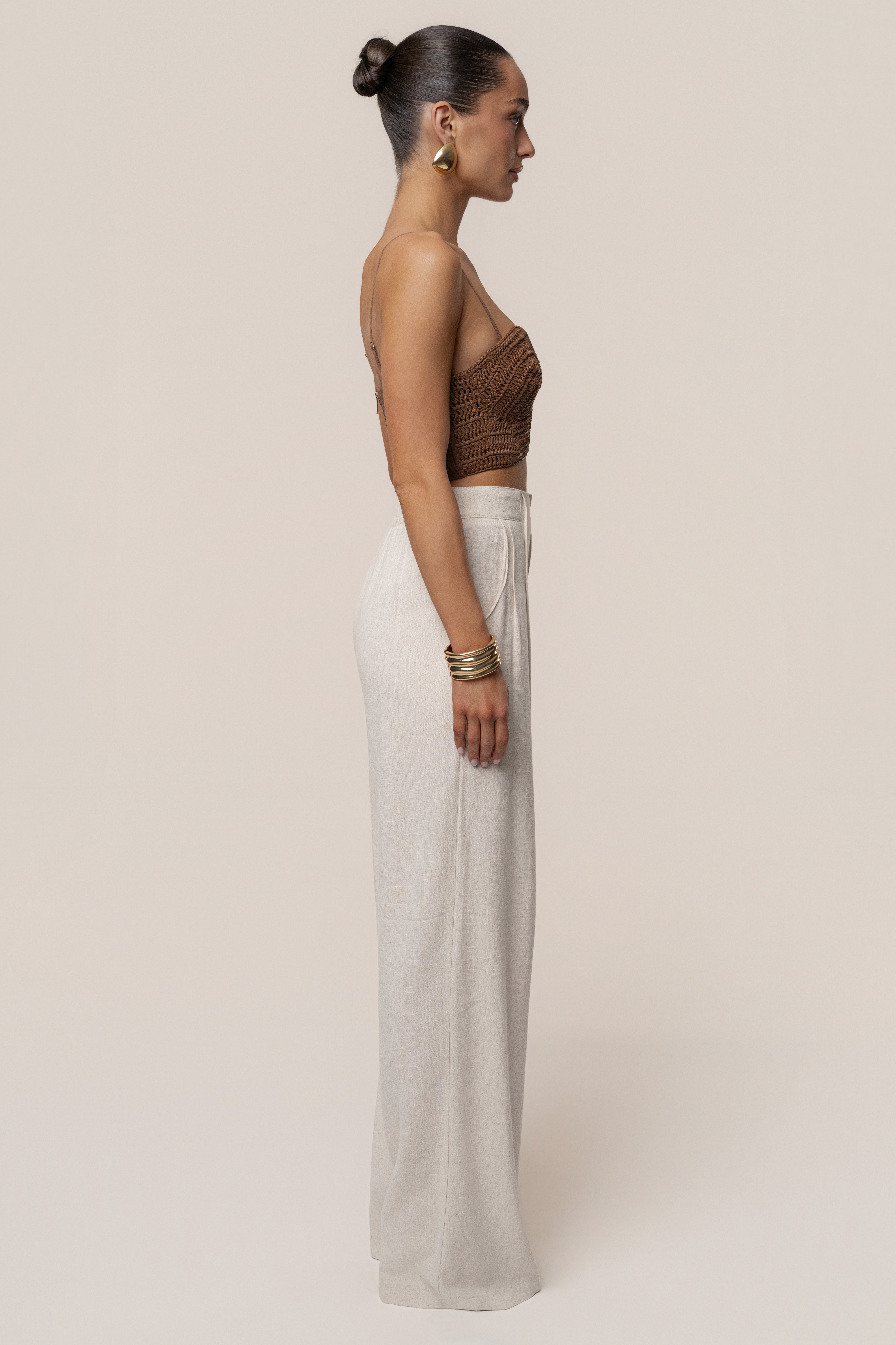 Brown Sail Away Texture Bustier - JLUXLABEL