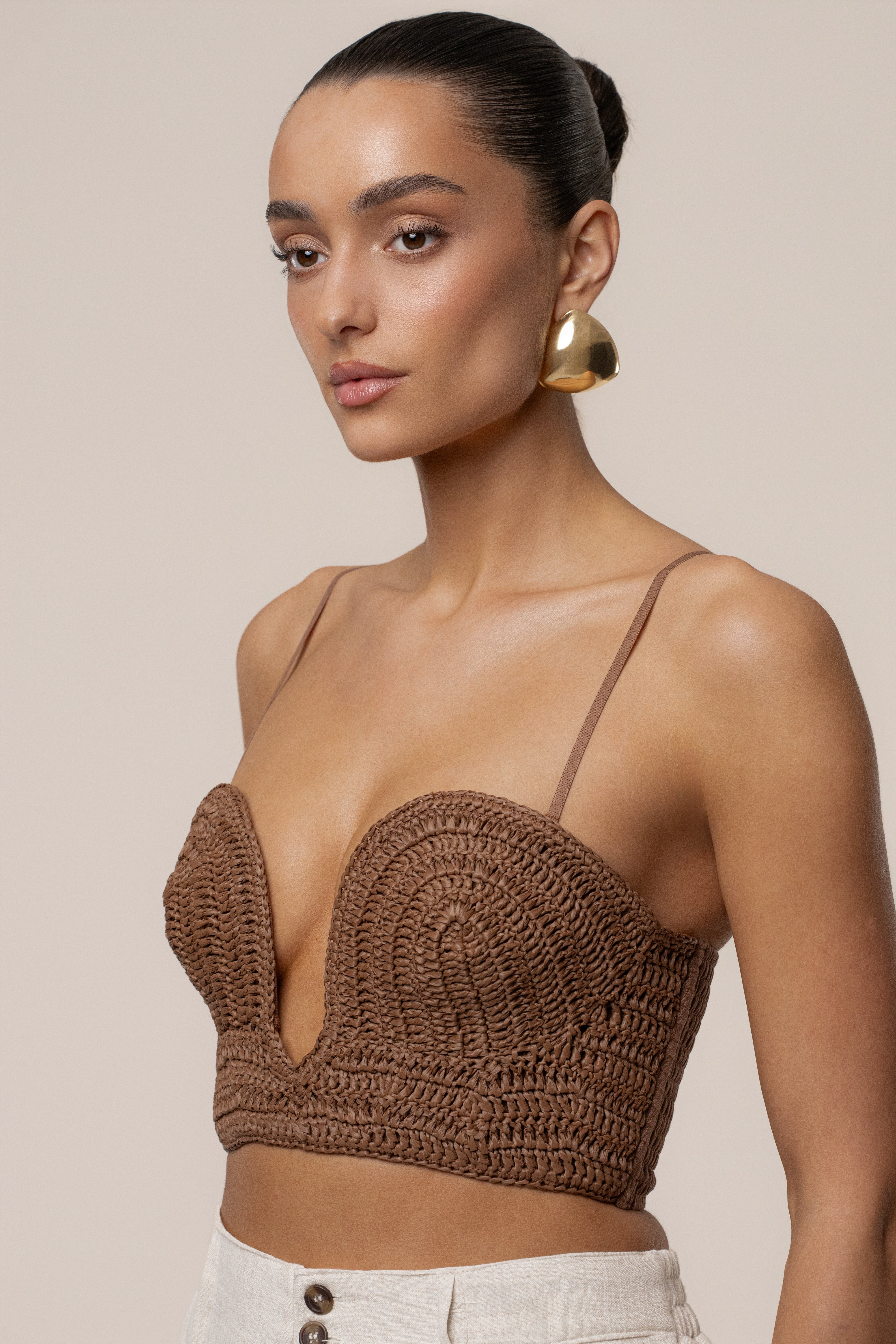 Brown Sail Away Texture Bustier - JLUXLABEL
