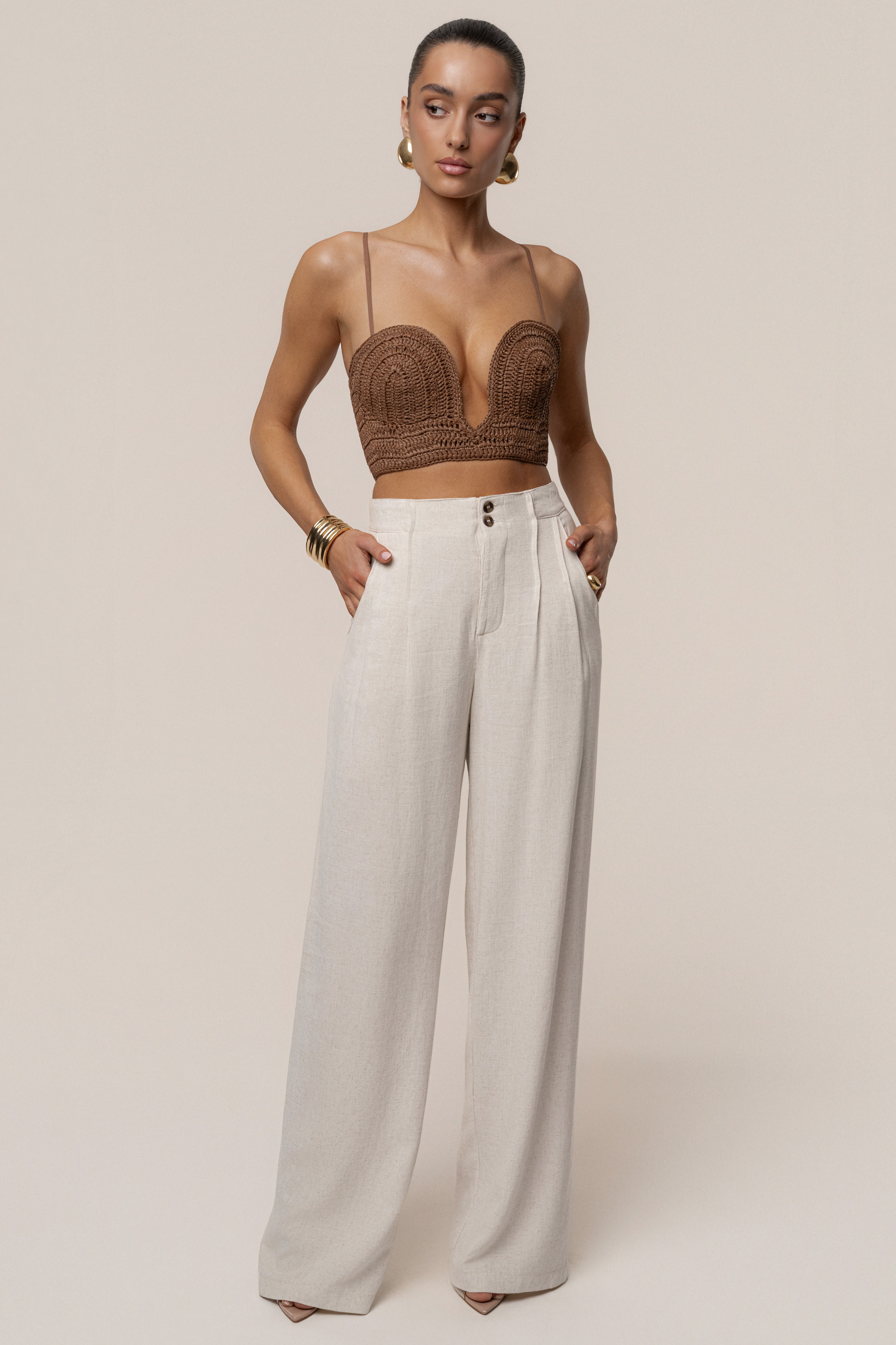 Brown Sail Away Texture Bustier - JLUXLABEL