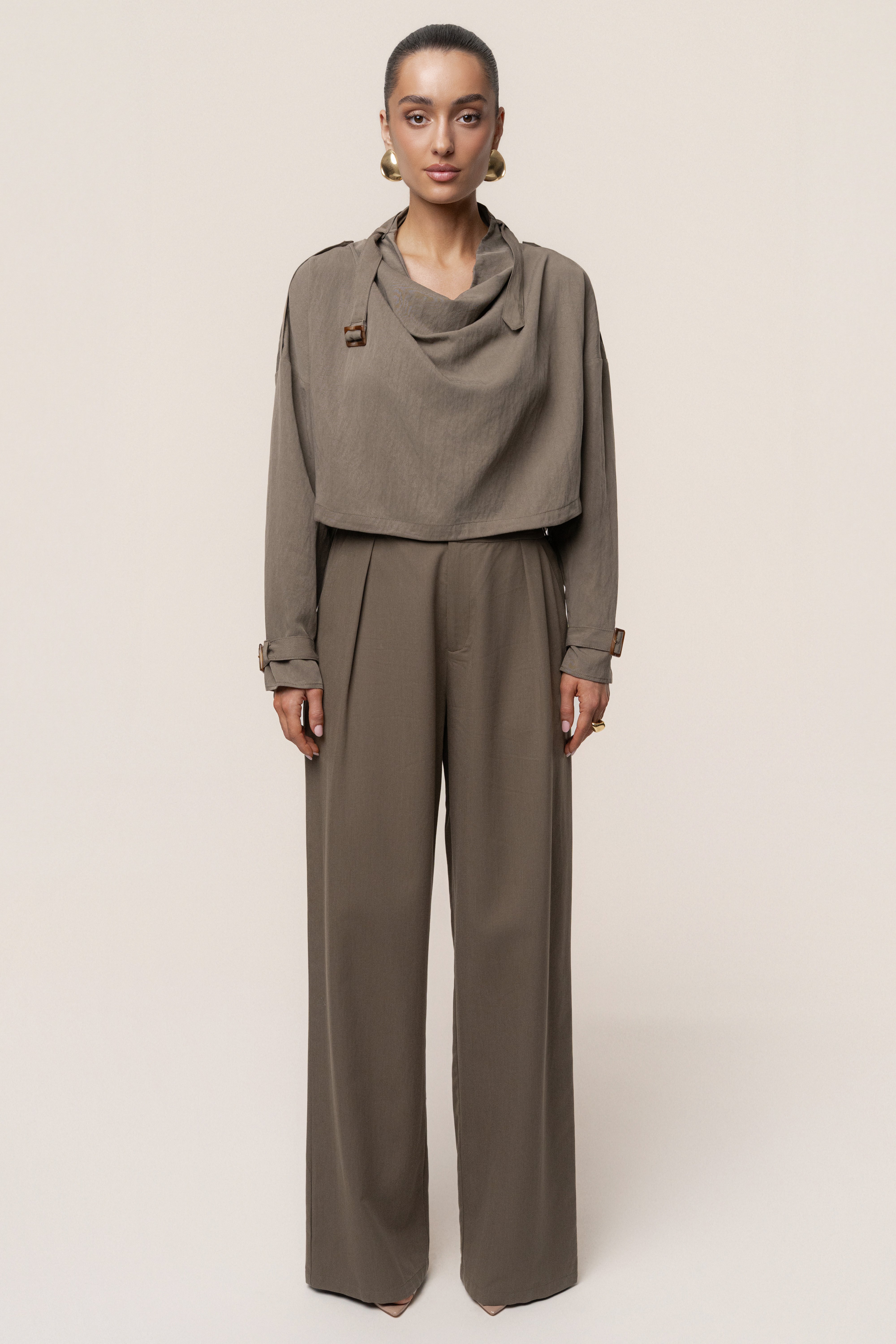 Dark Taupe Wanderlust Crop Top - JLUXLABEL