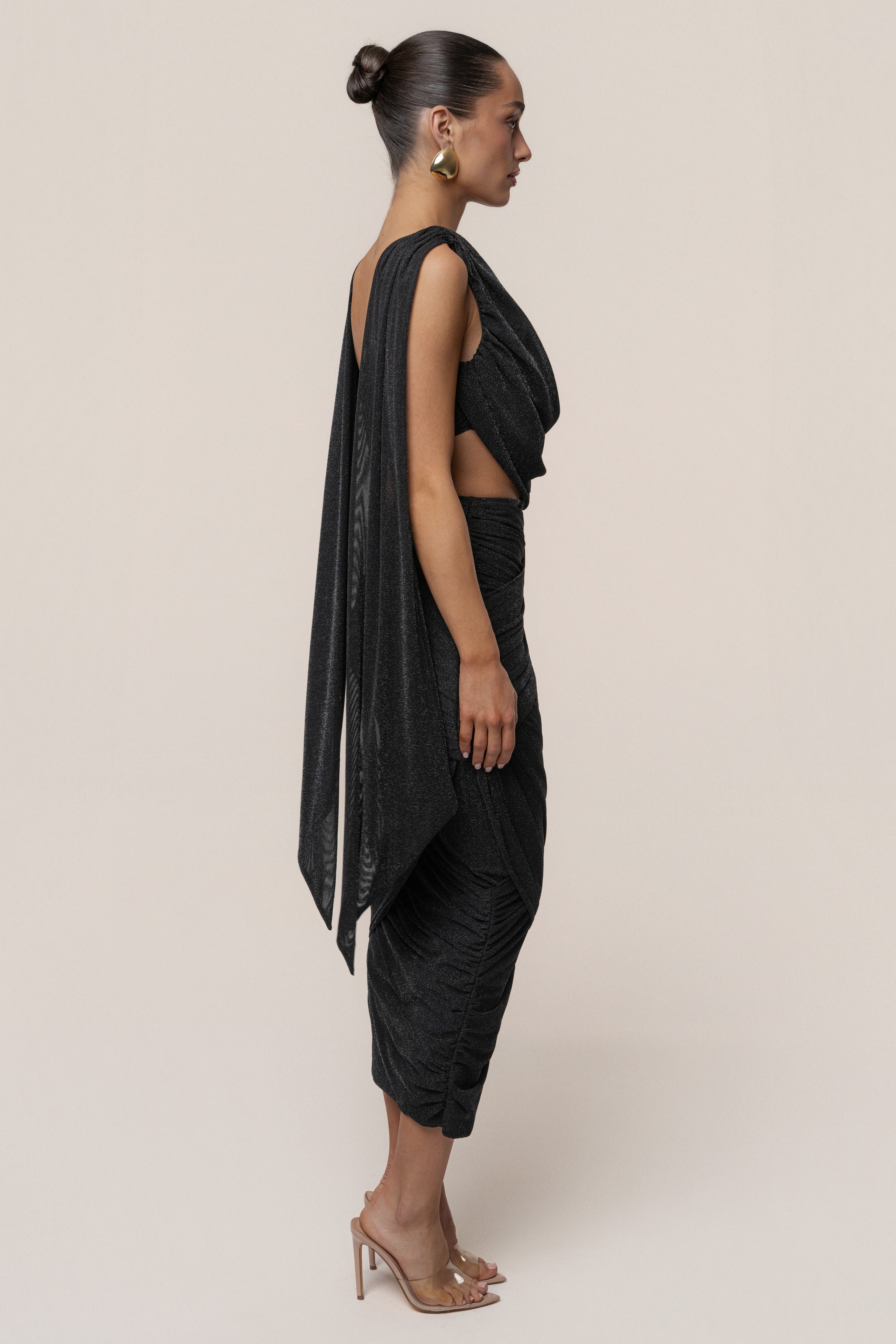 Black Divine Drape Skirt Set - JLUXLABEL