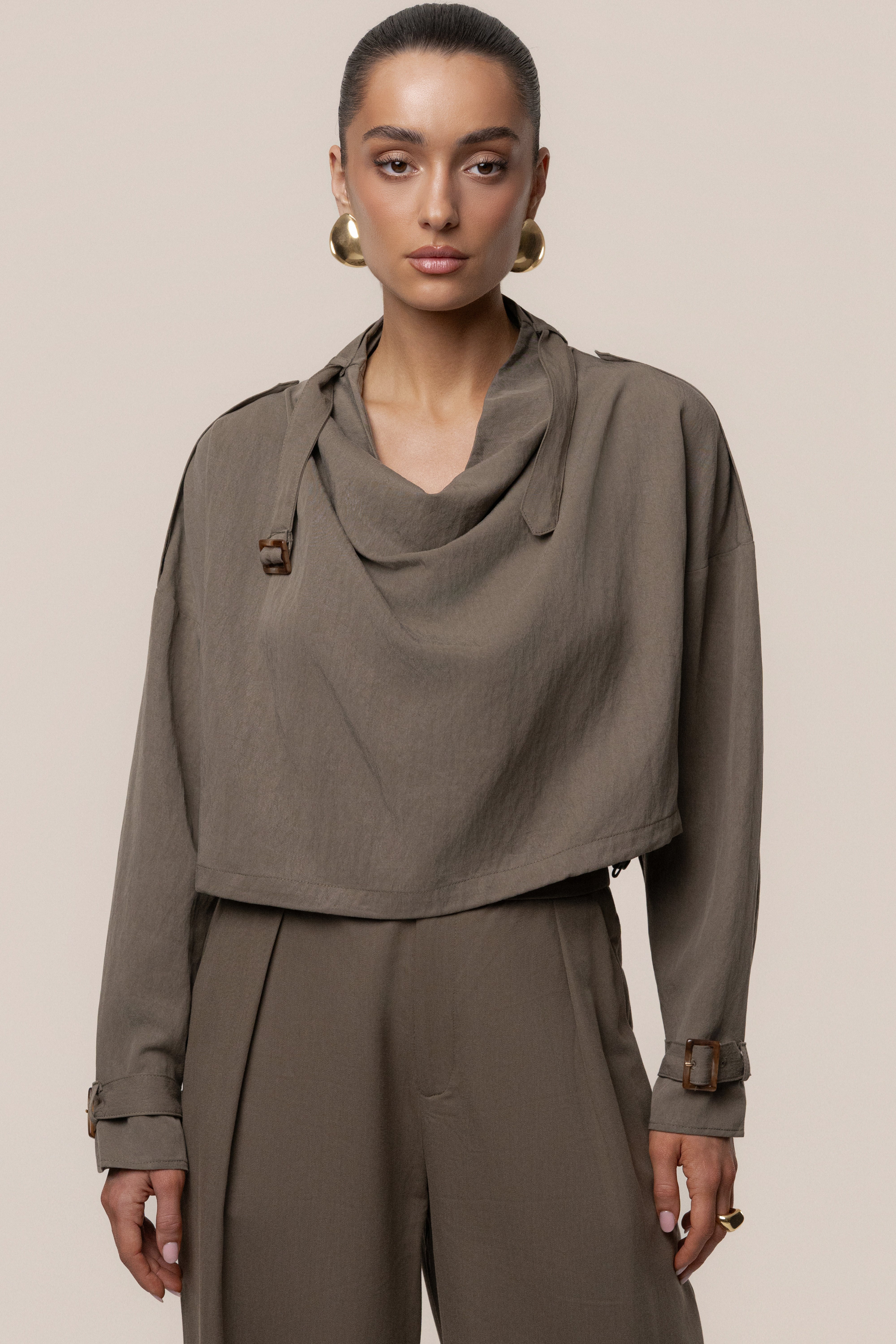 Dark Taupe Wanderlust Crop Top - JLUXLABEL