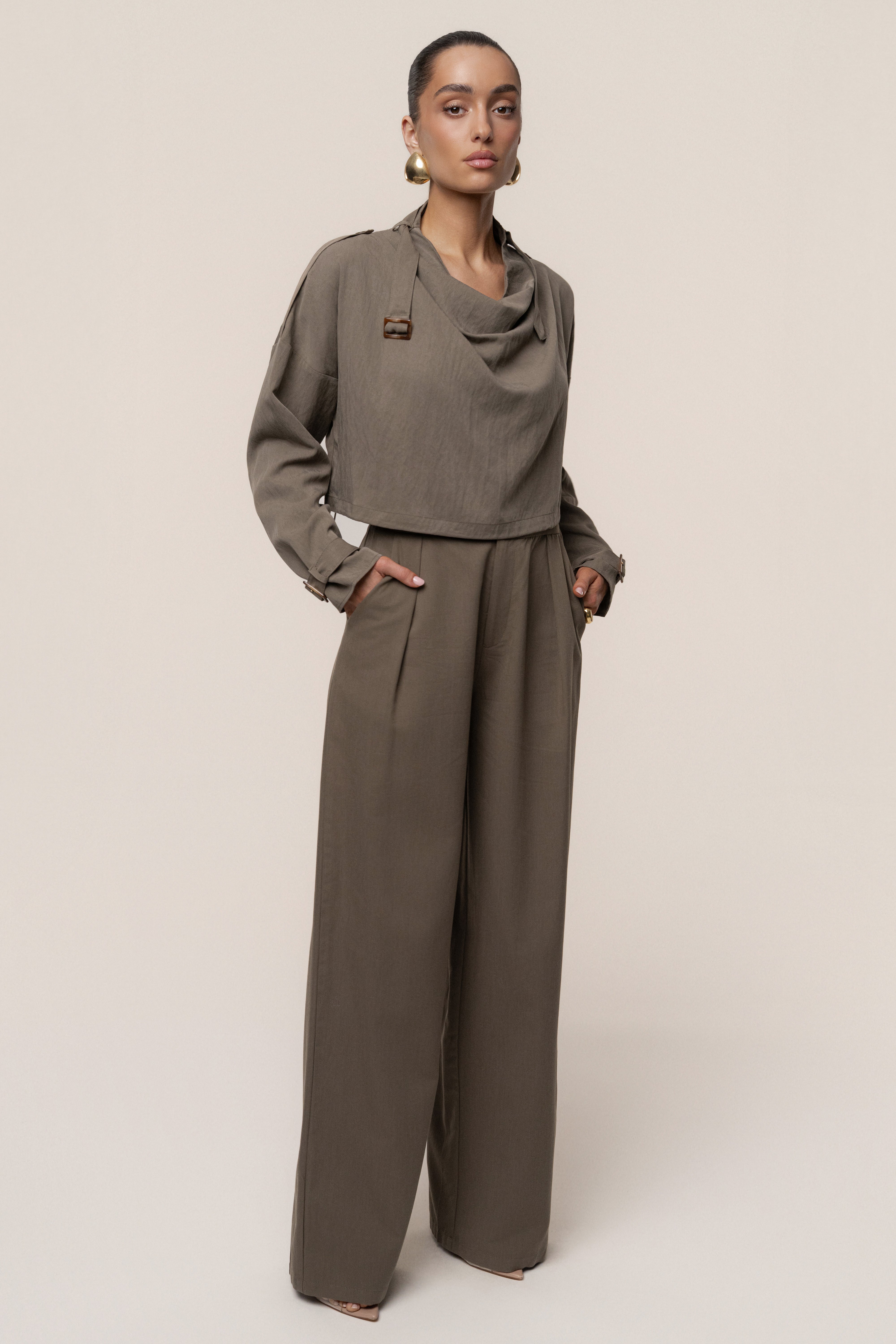 Dark Taupe Wanderlust Crop Top - JLUXLABEL