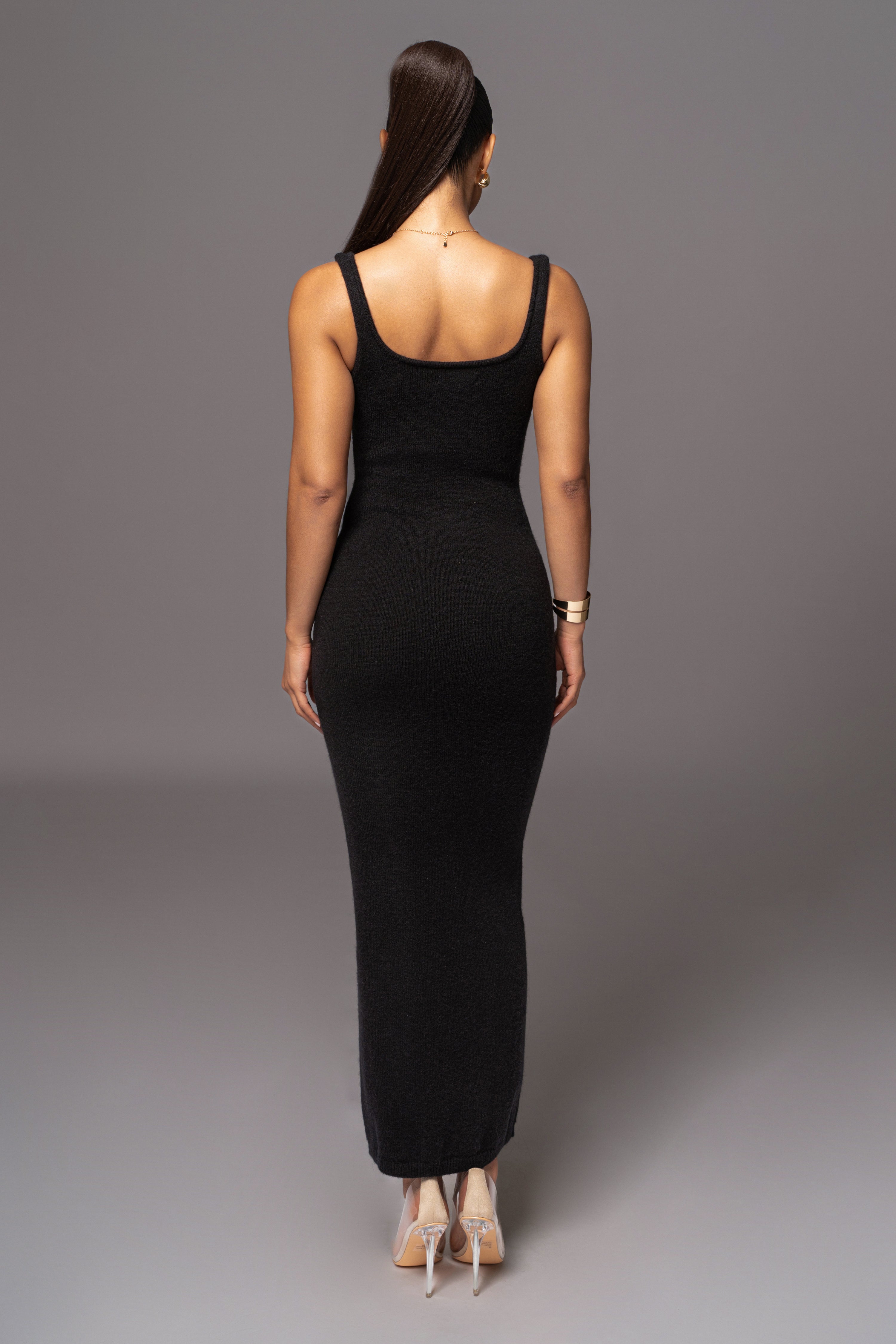 Black Karolina Knit Maxi Dress - JLUXLABEL