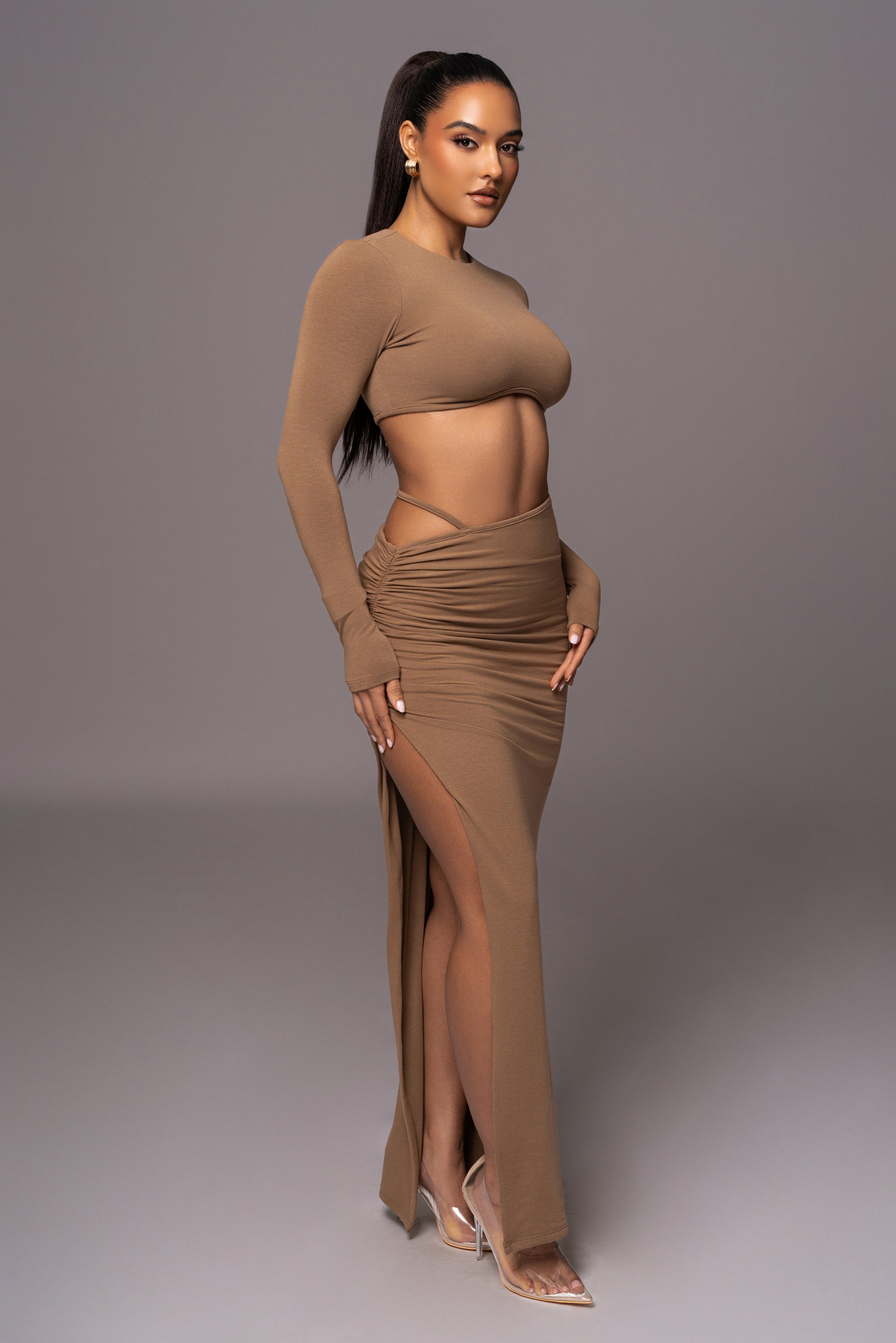 Tan Verina Two Piece Skirt Set - JLUXLABEL