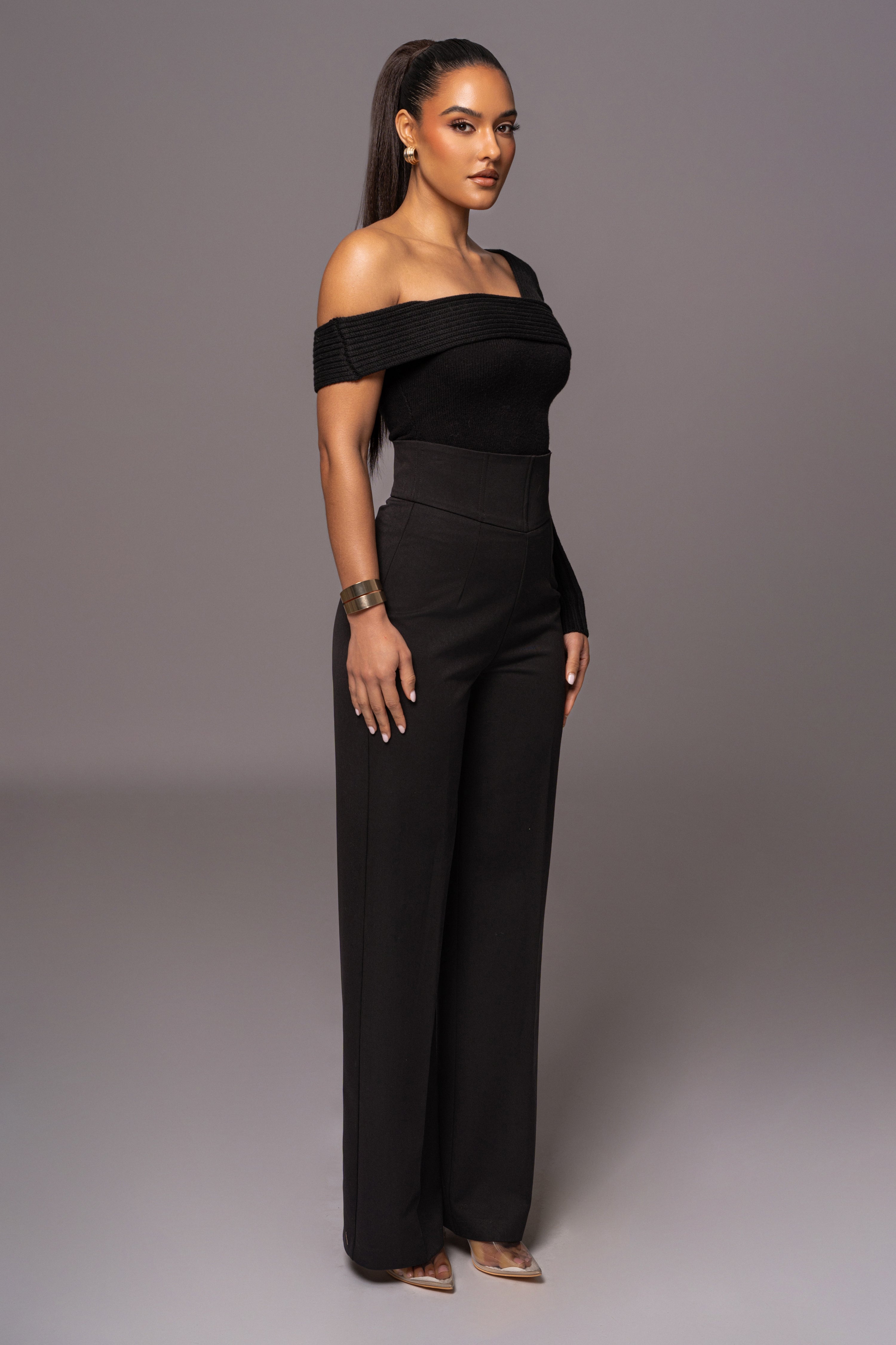 Black Hadi Sweater Knit Top - JLUXLABEL