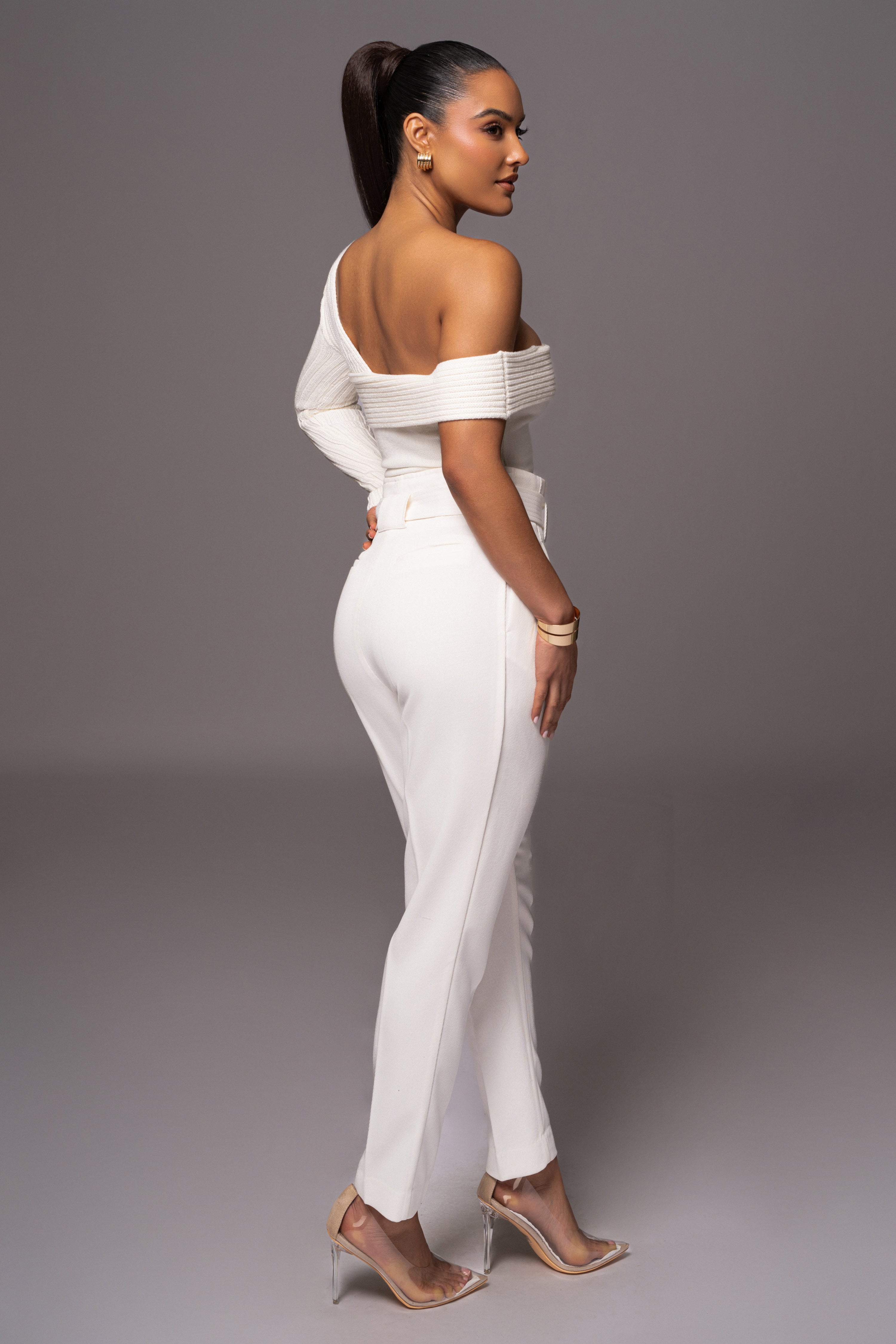 White Hadi Sweater Knit Top - JLUXLABEL