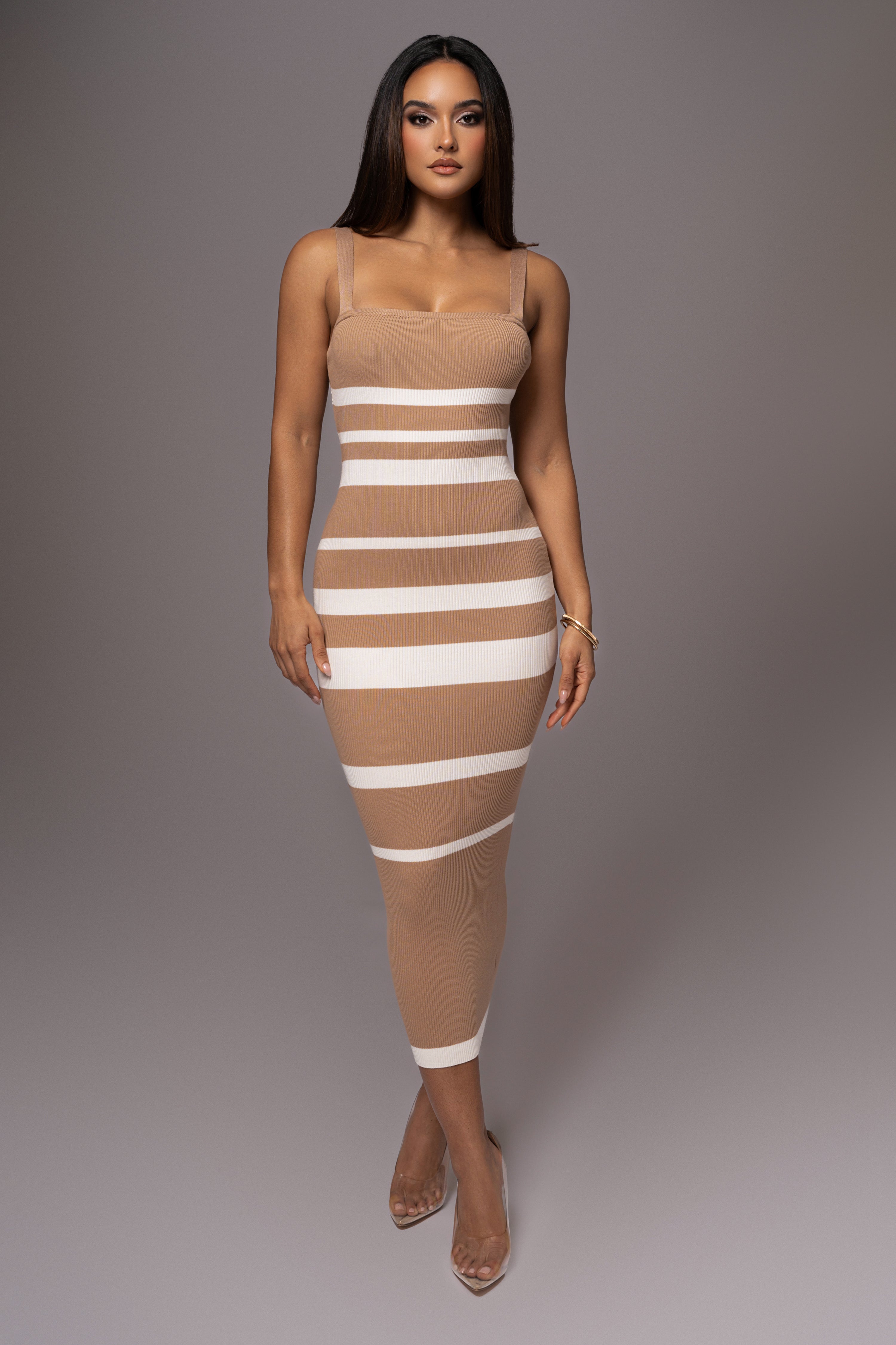 Beige Dannia Strapless Maxi Dress - JLUXLABEL