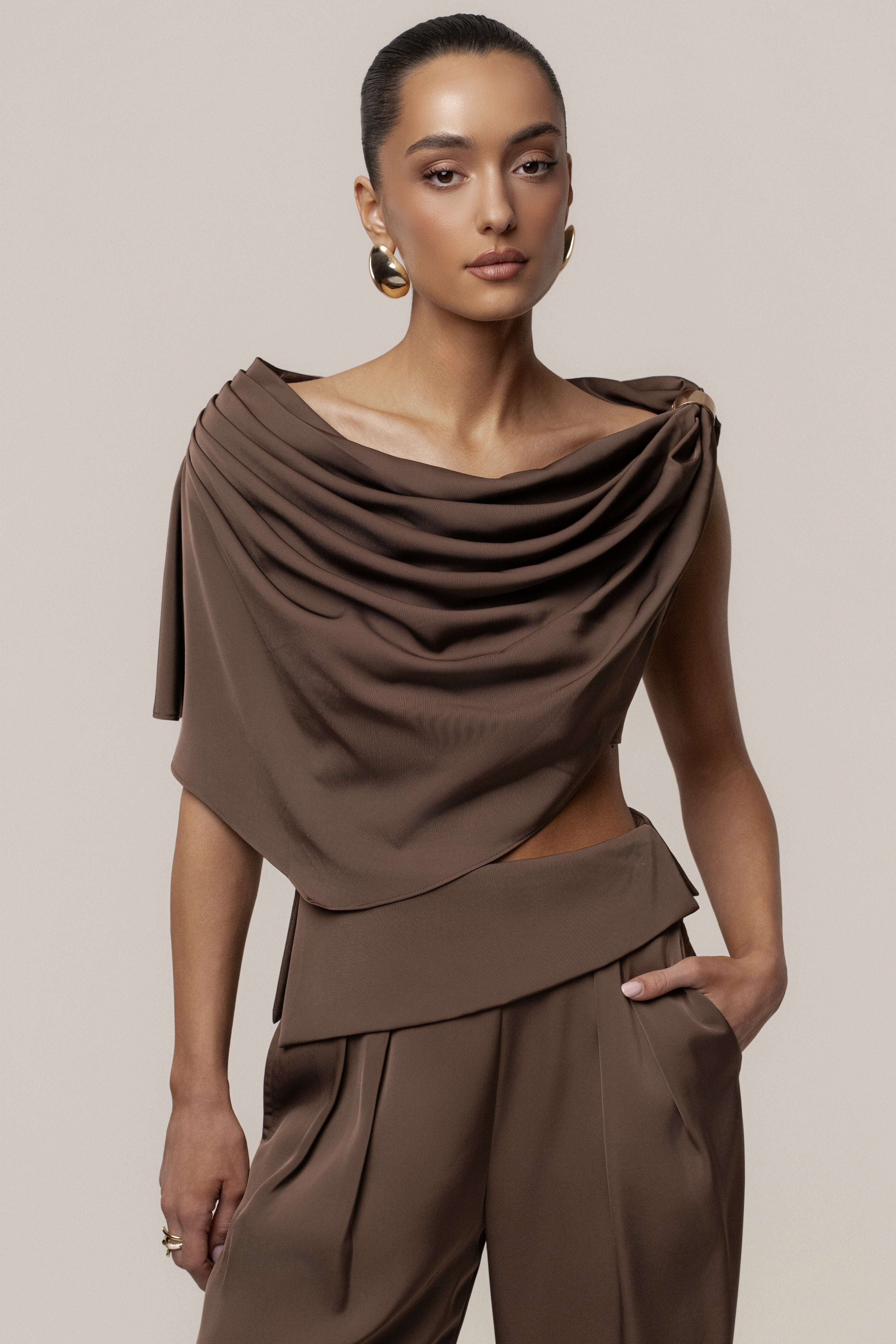 PRE-ORDER Chocolate Gleam and Glow Satin Top