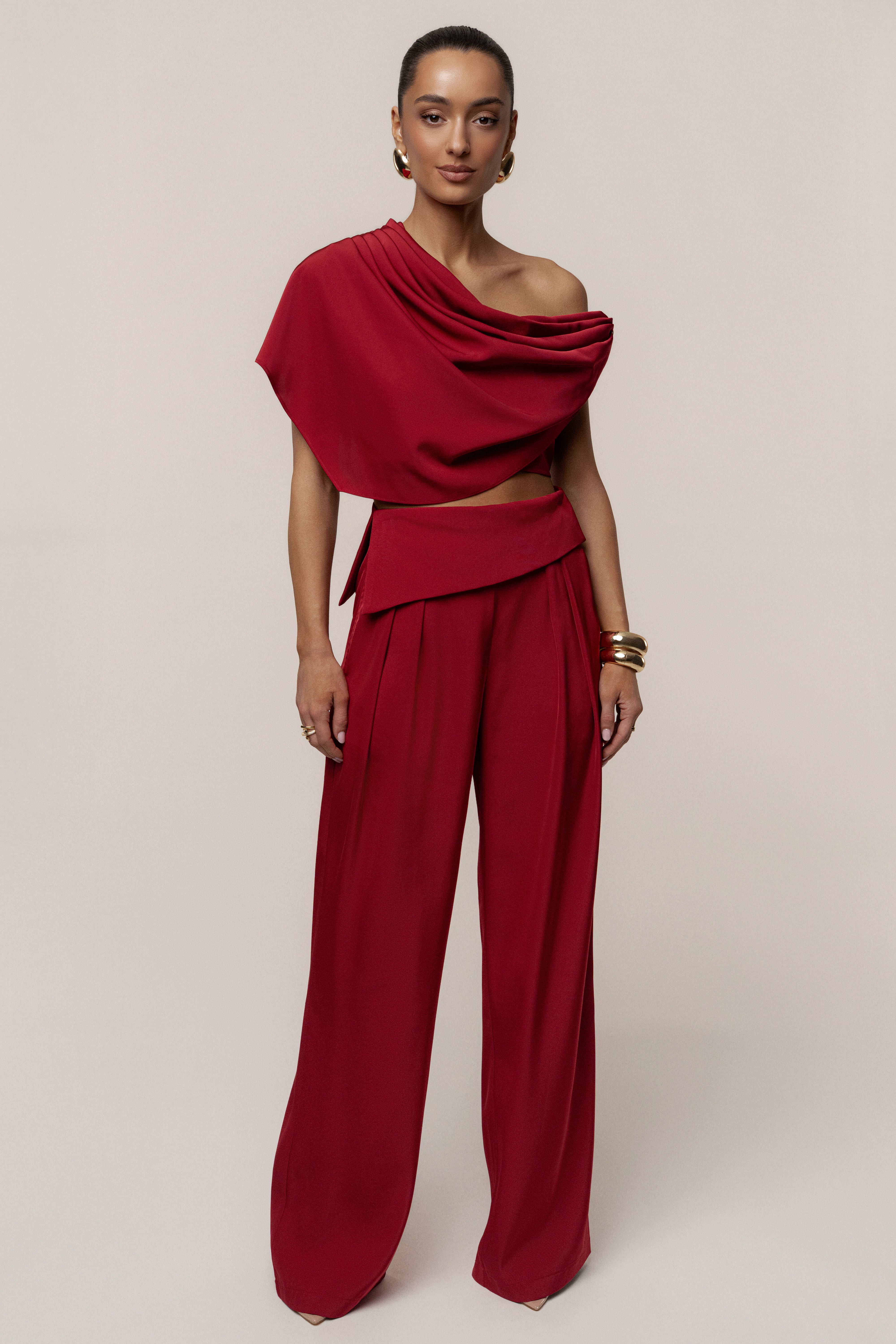 PRE-ORDER Red Gleam and Glow Satin Top