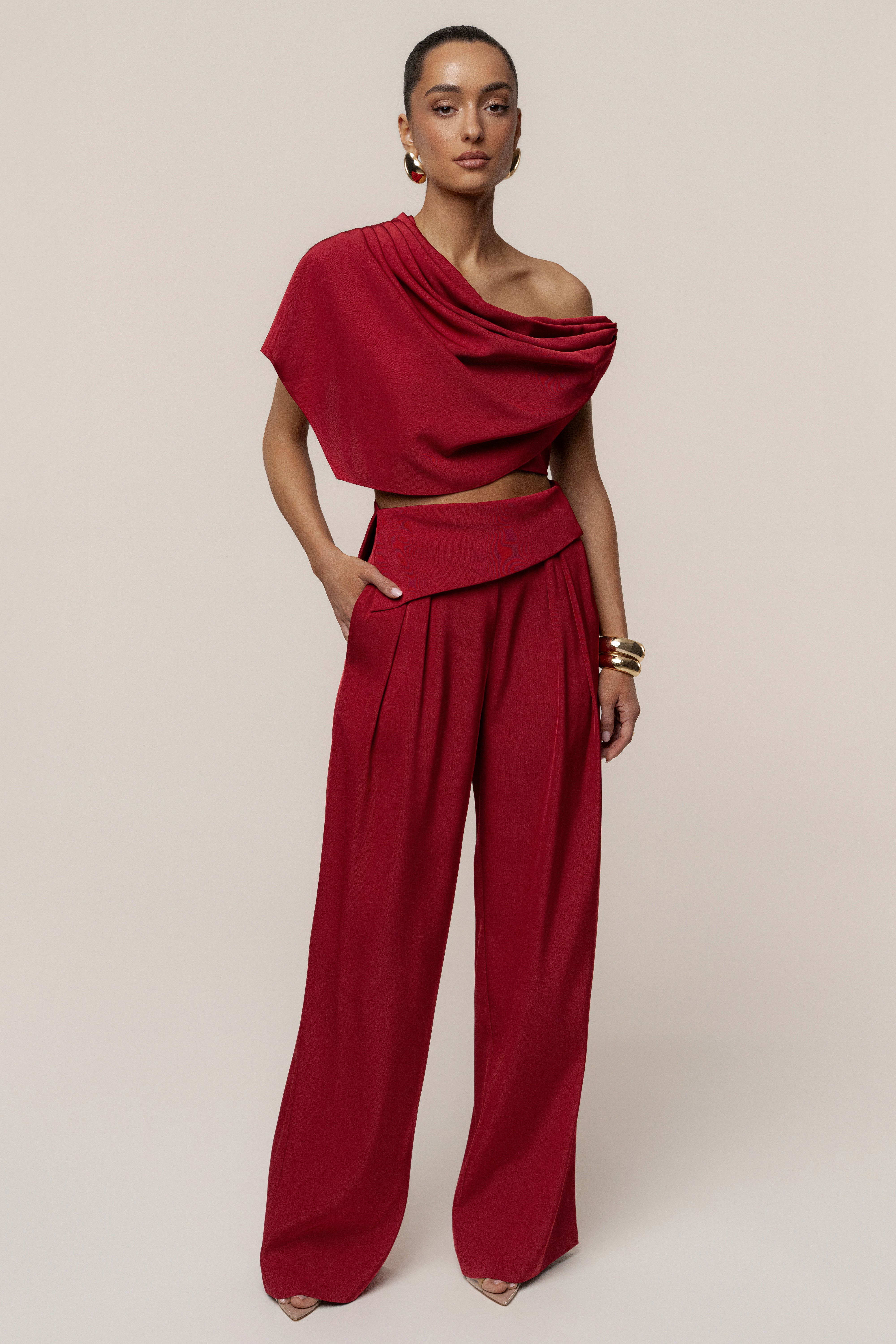 PRE-ORDER Red Gleam and Glow Satin Top