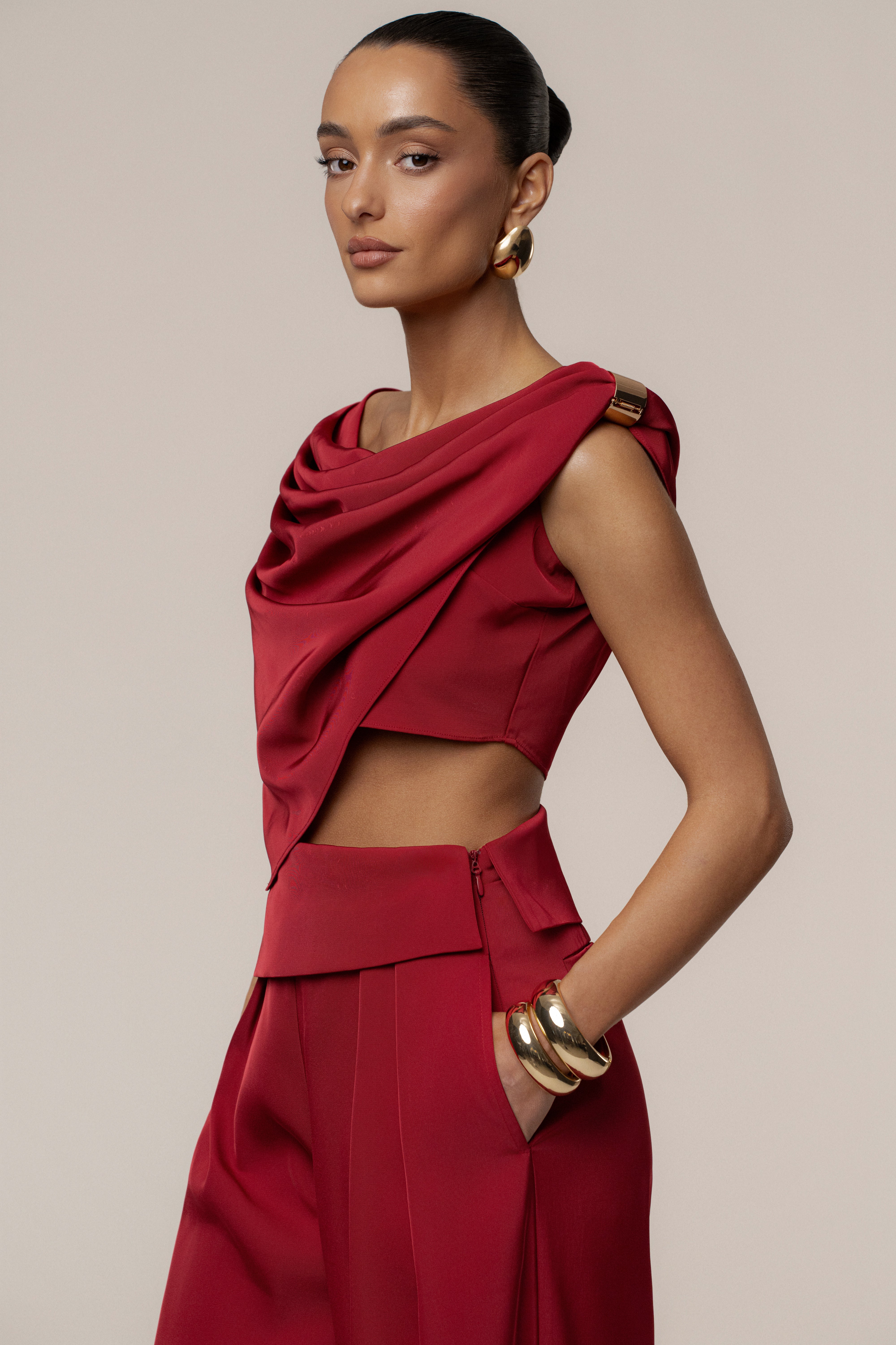 PRE-ORDER Red Gleam and Glow Satin Top