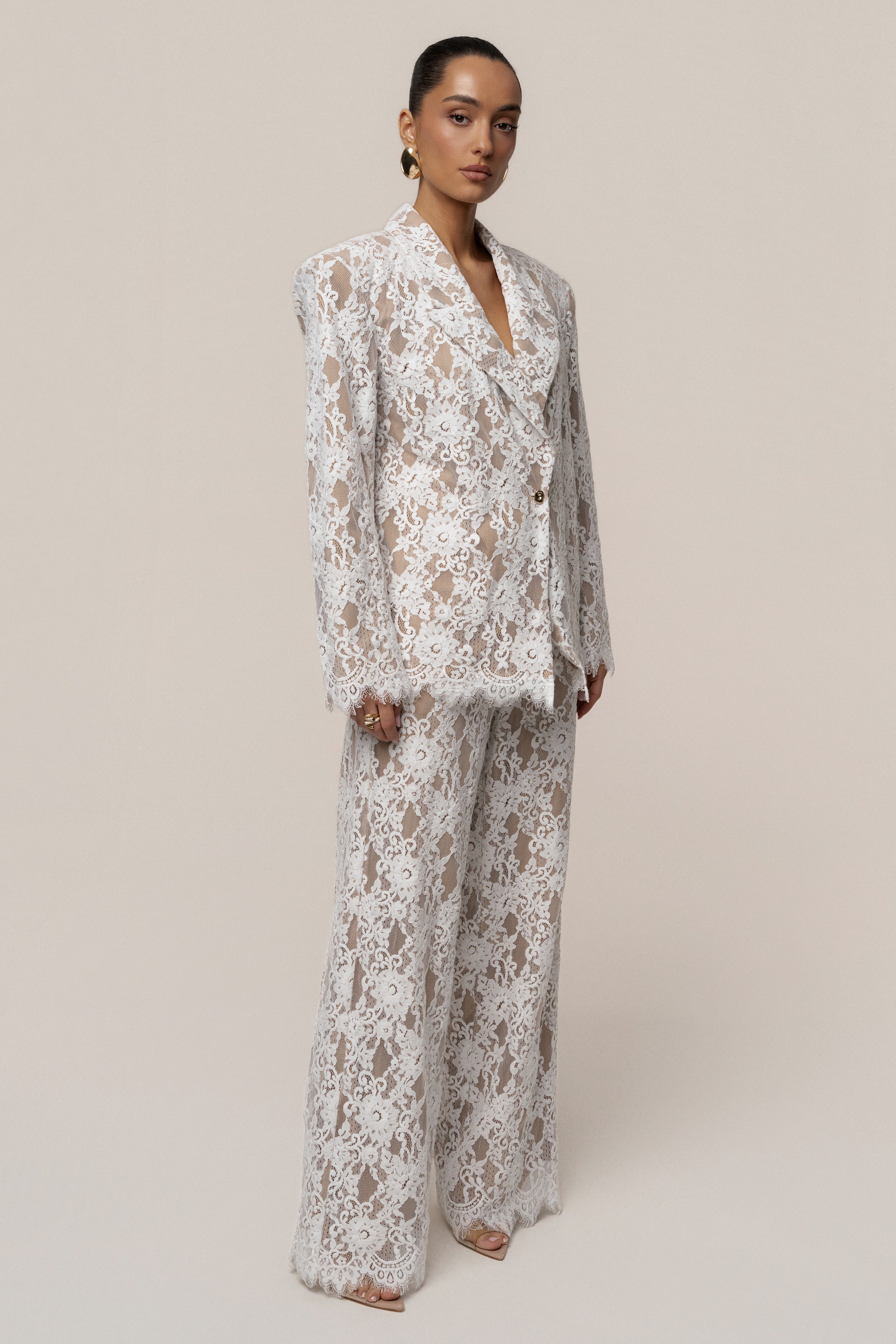 PRE-ORDER White Lace And Desire Blazer