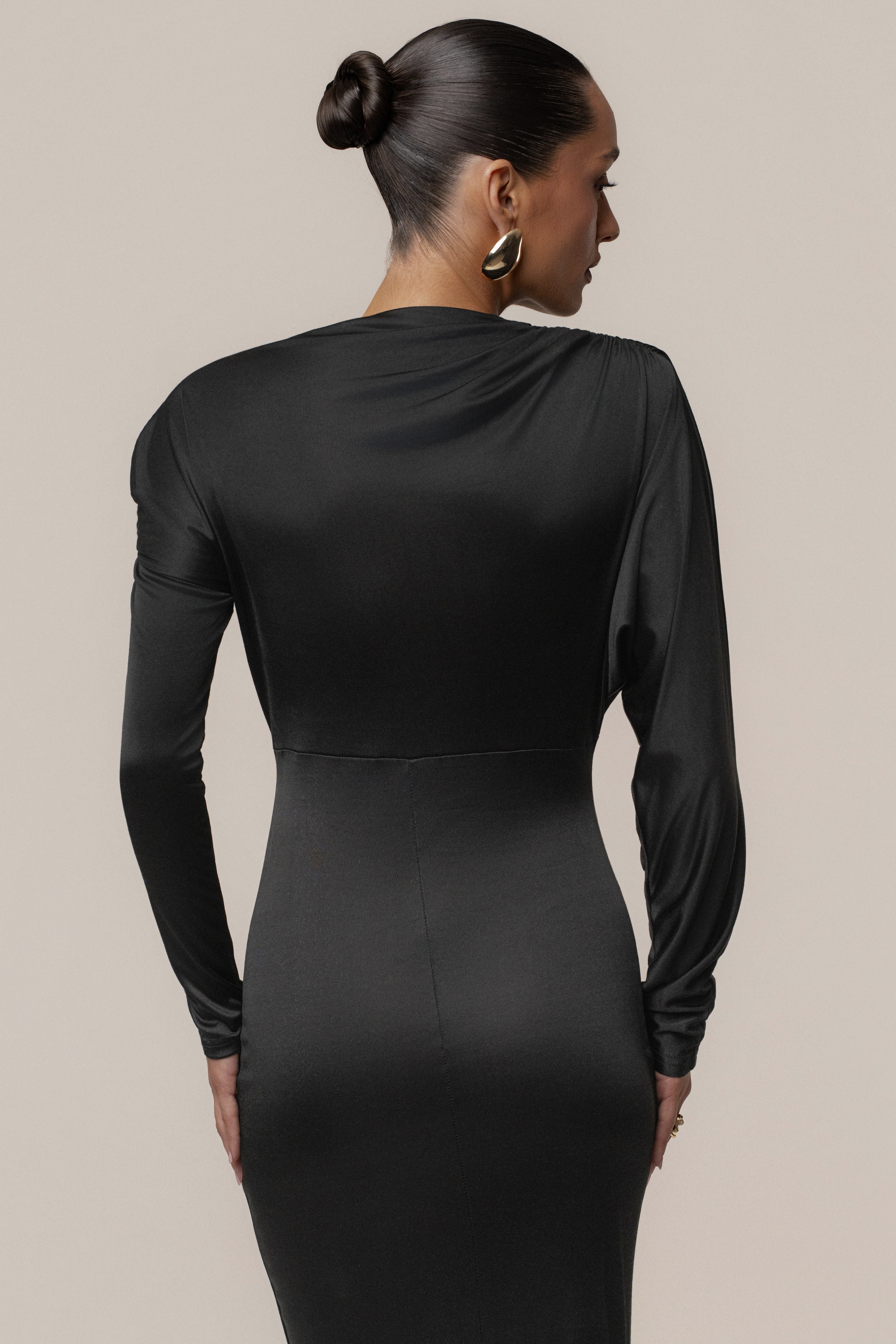 Black Glisten Slit Maxi Dress - JLUXLABEL