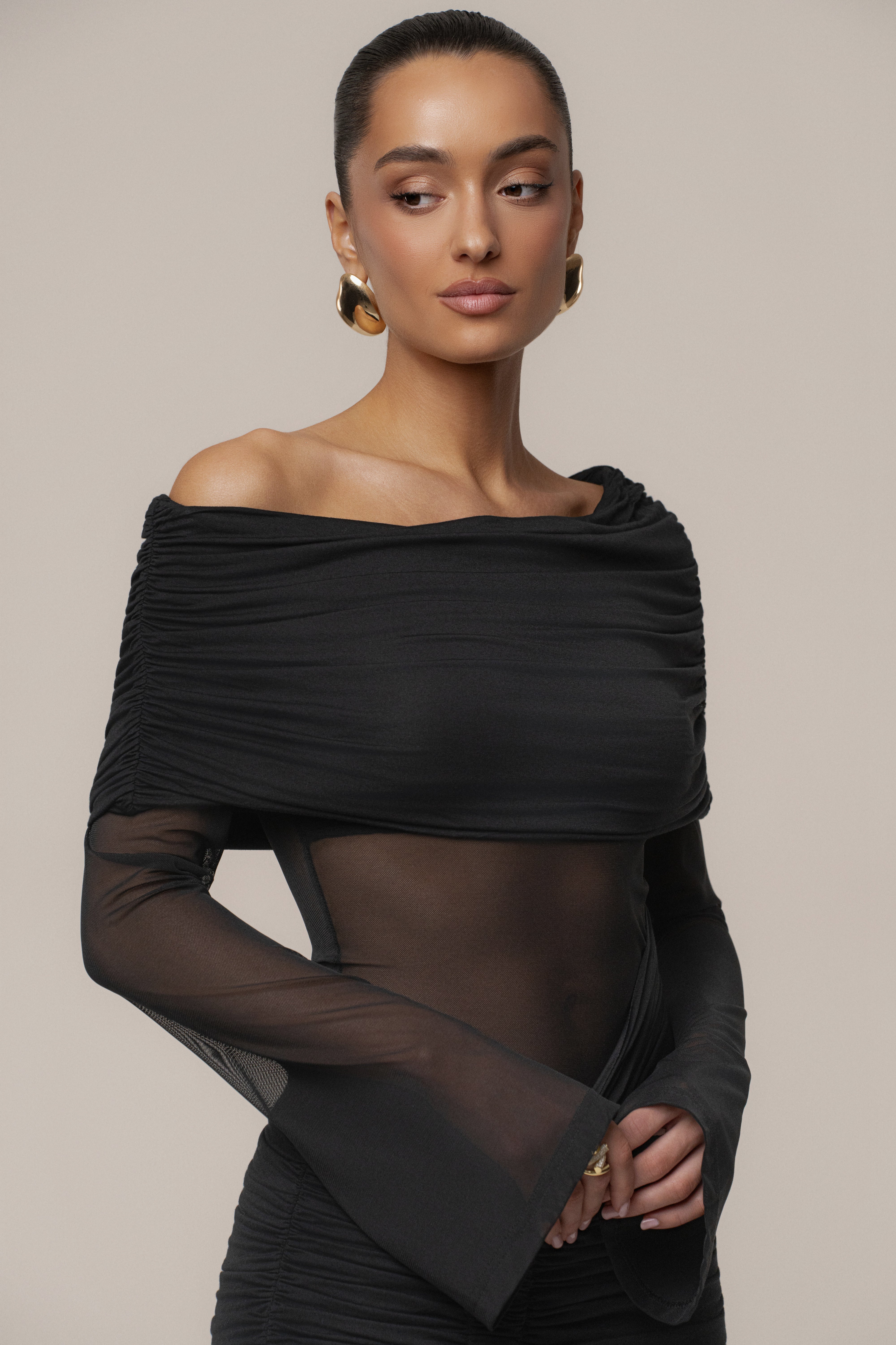 Black After Hours Drape Dress