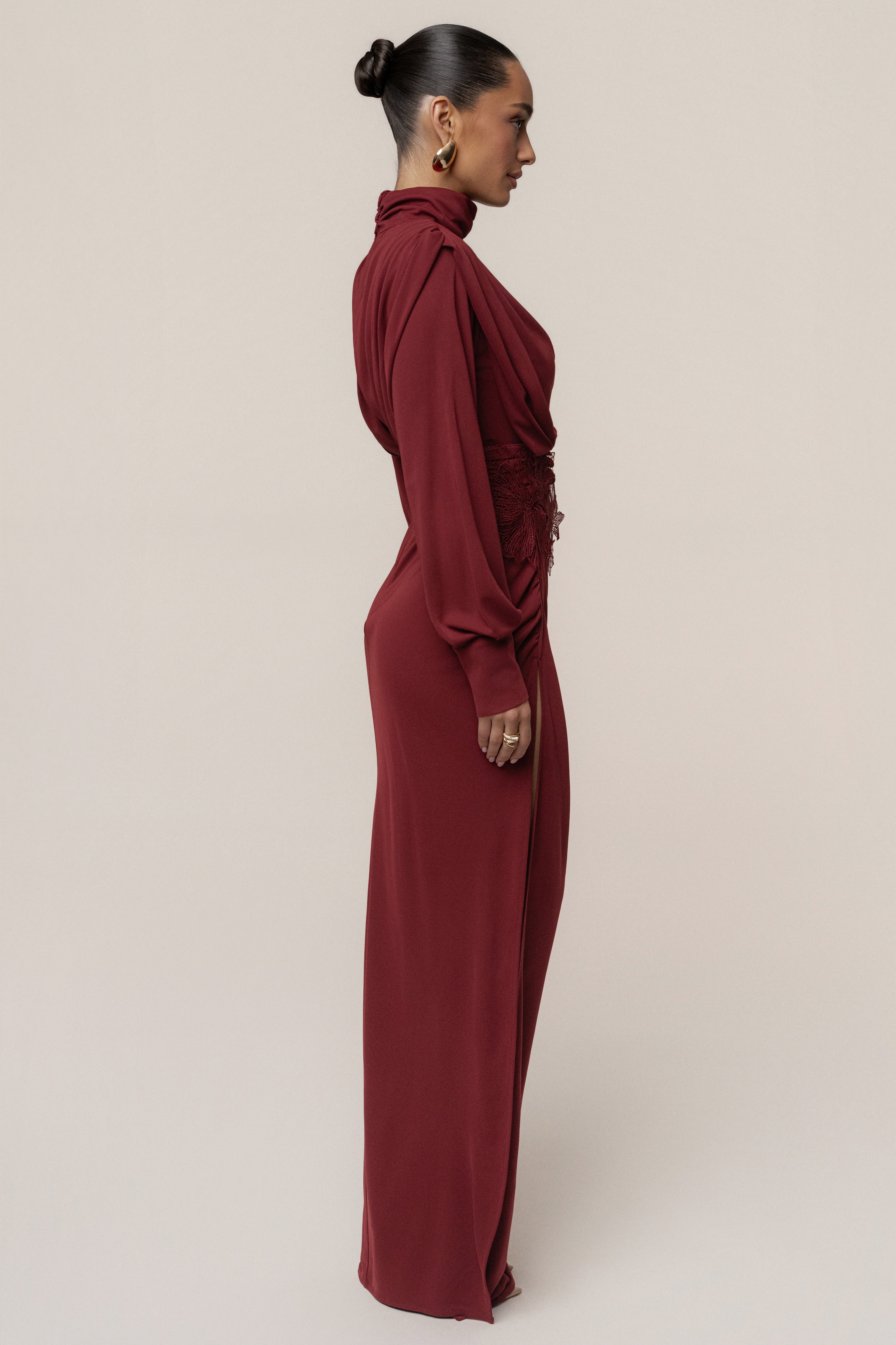 Burgundy Radiance Maxi Gown - JLUXLABEL